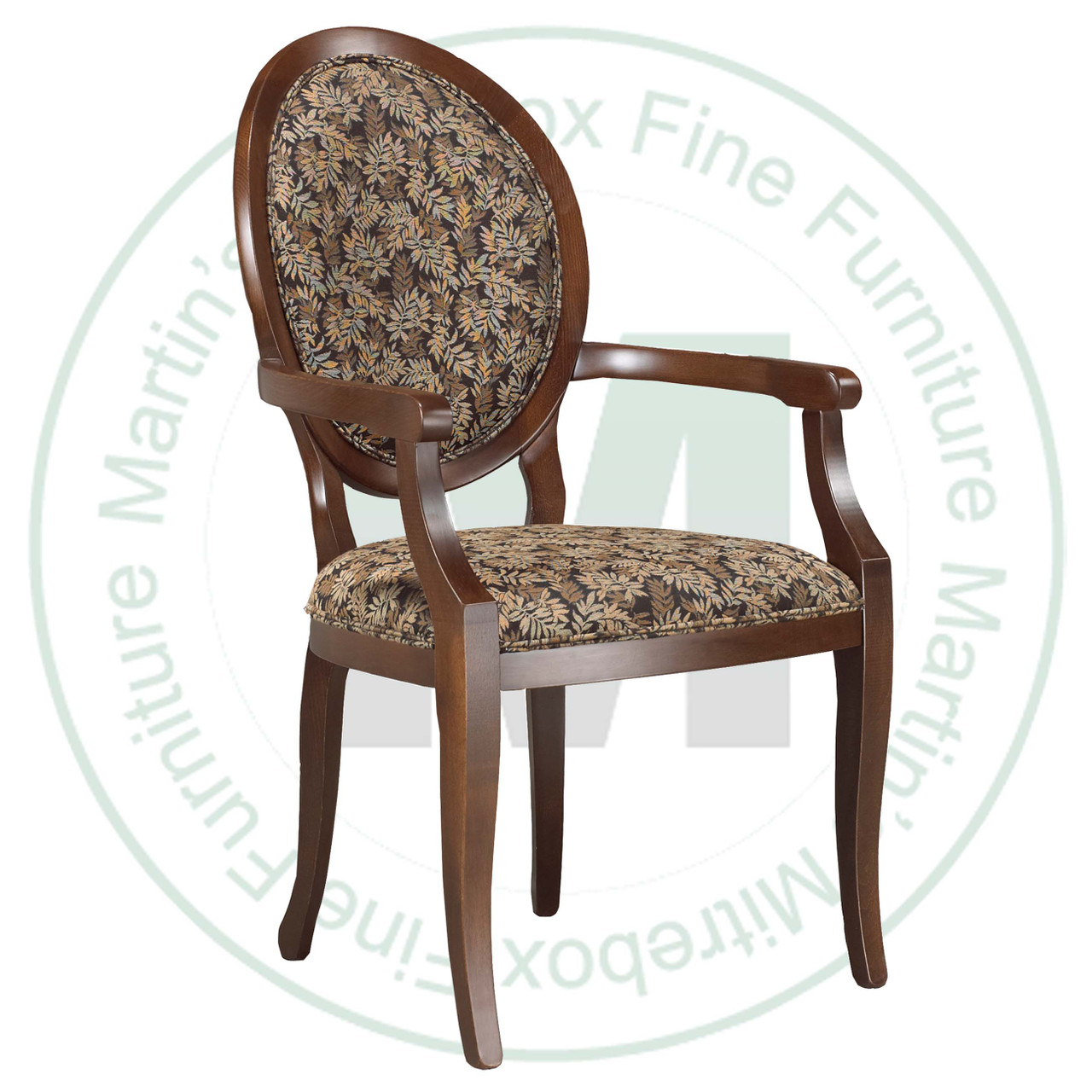 Wormy Maple Augusta Arm Chair With Fabric Seat And Back