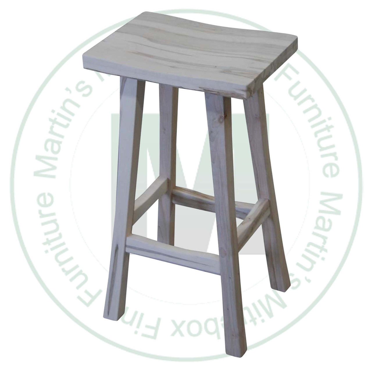 Wormy Maple Mission Saddle 24" Stool With Wood Seat