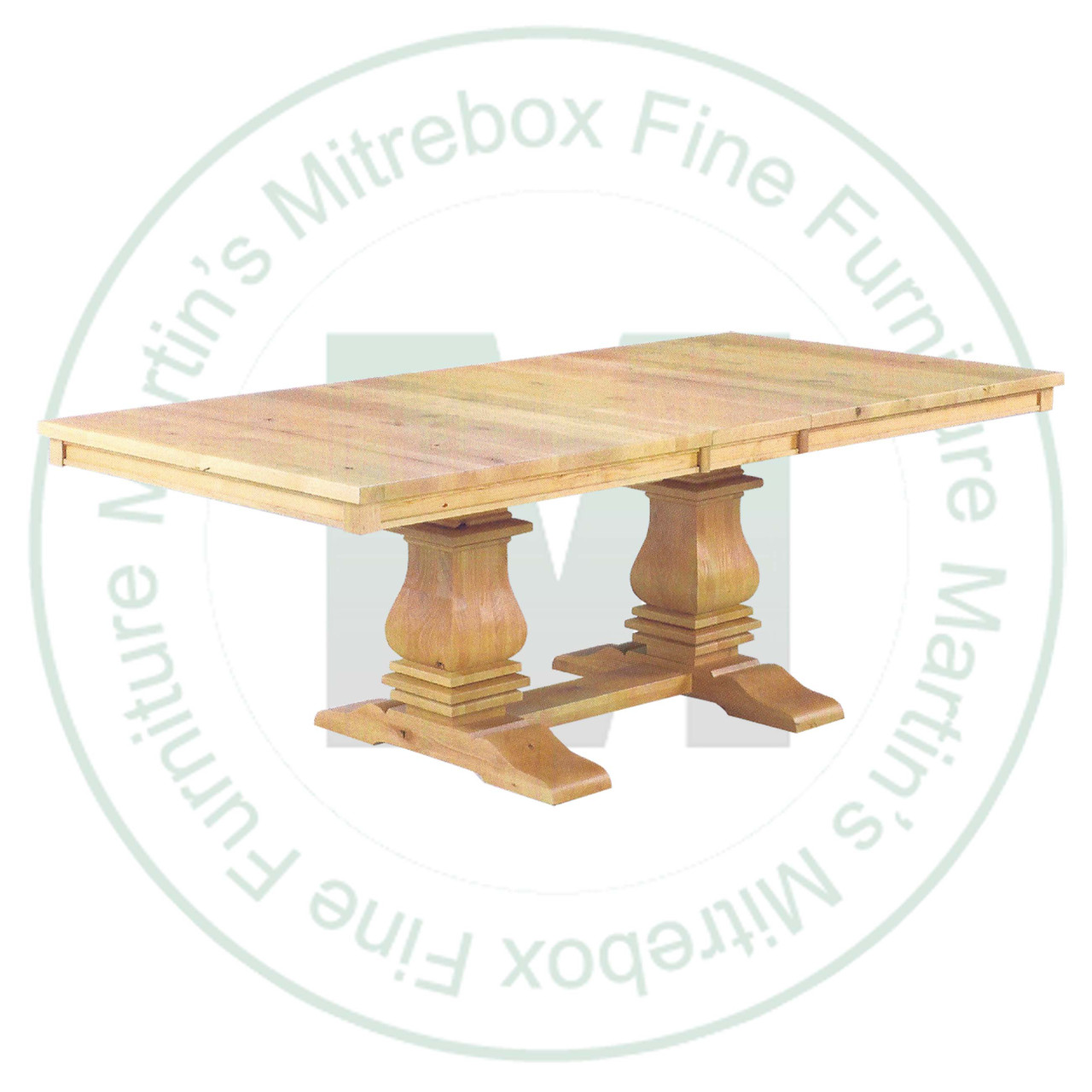 Oak Mediterranean Double Pedestal Table 42''D x 66''W x 30''H With 4 - 12'' Leaves