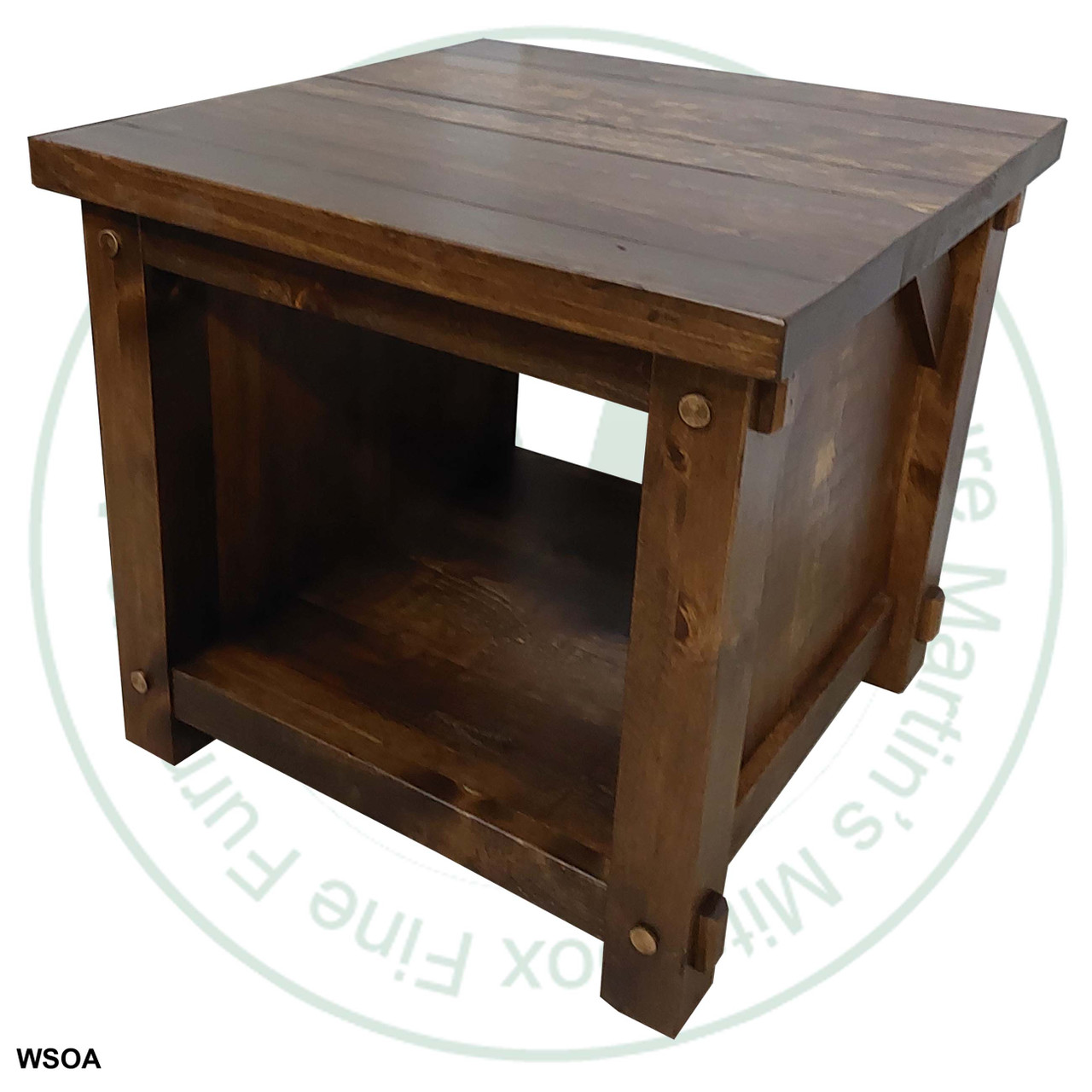 Pine Settlers End Table 24''D x 24''W x 22''H With Shelf