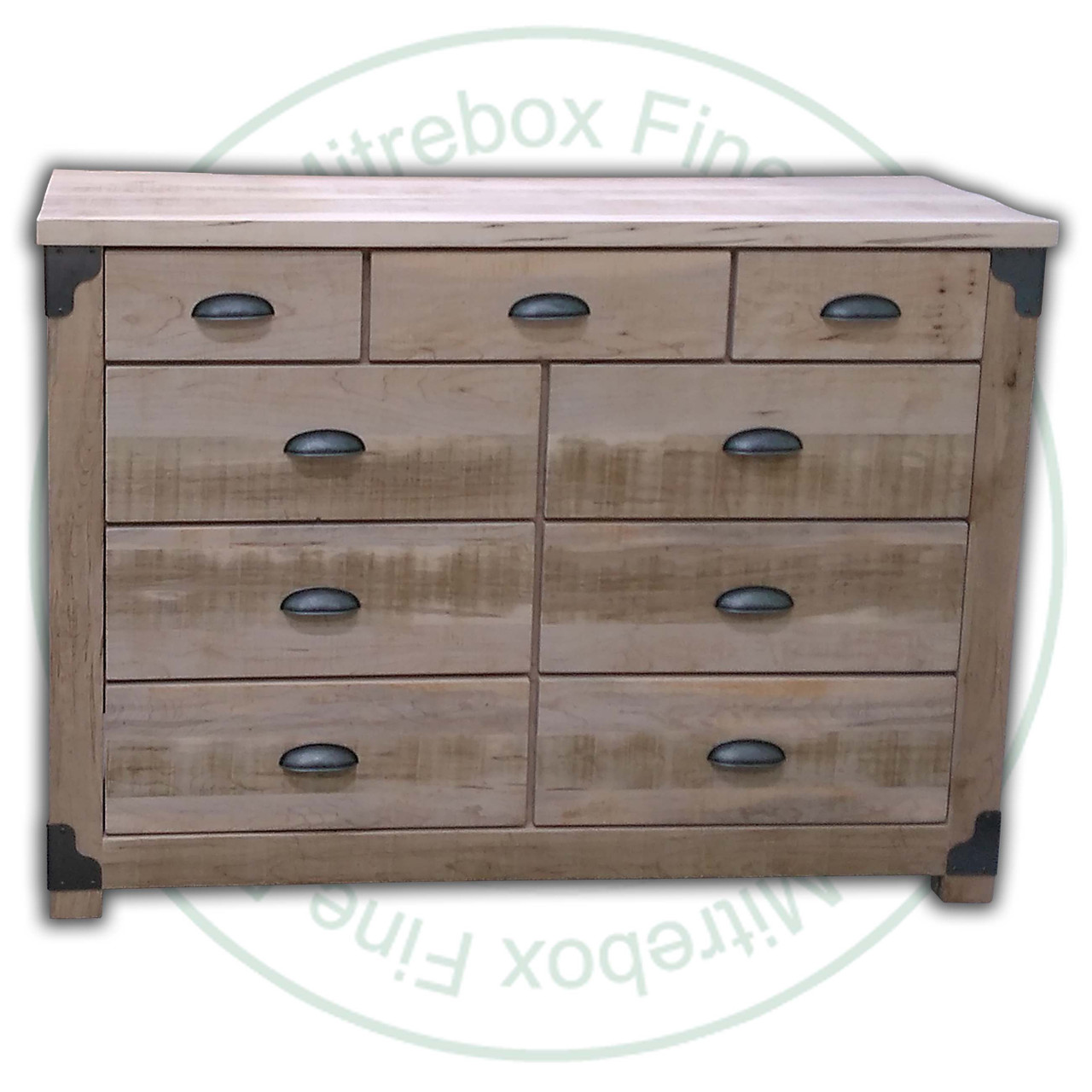 Pine Iron Corner Dresser 20''D x 66''W x 41''H With 9 Drawers