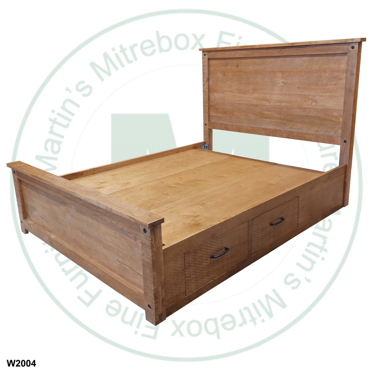 Wormy Maple Adirondack King Bed With 4 Drawer Storage