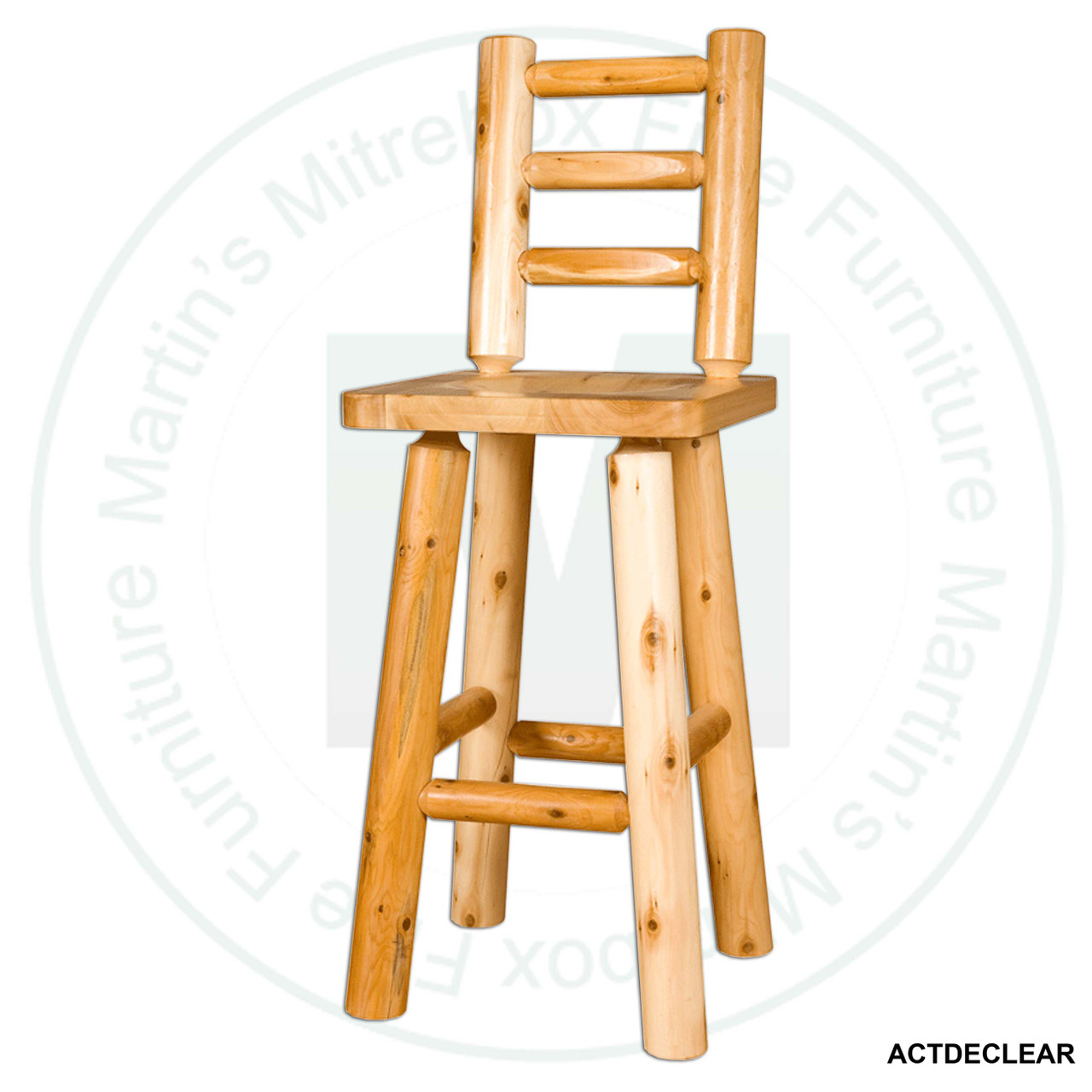 Finished Log Solid Ladder Back Bar 24'' Stool 17''W x 17.5''D x 47.5''H