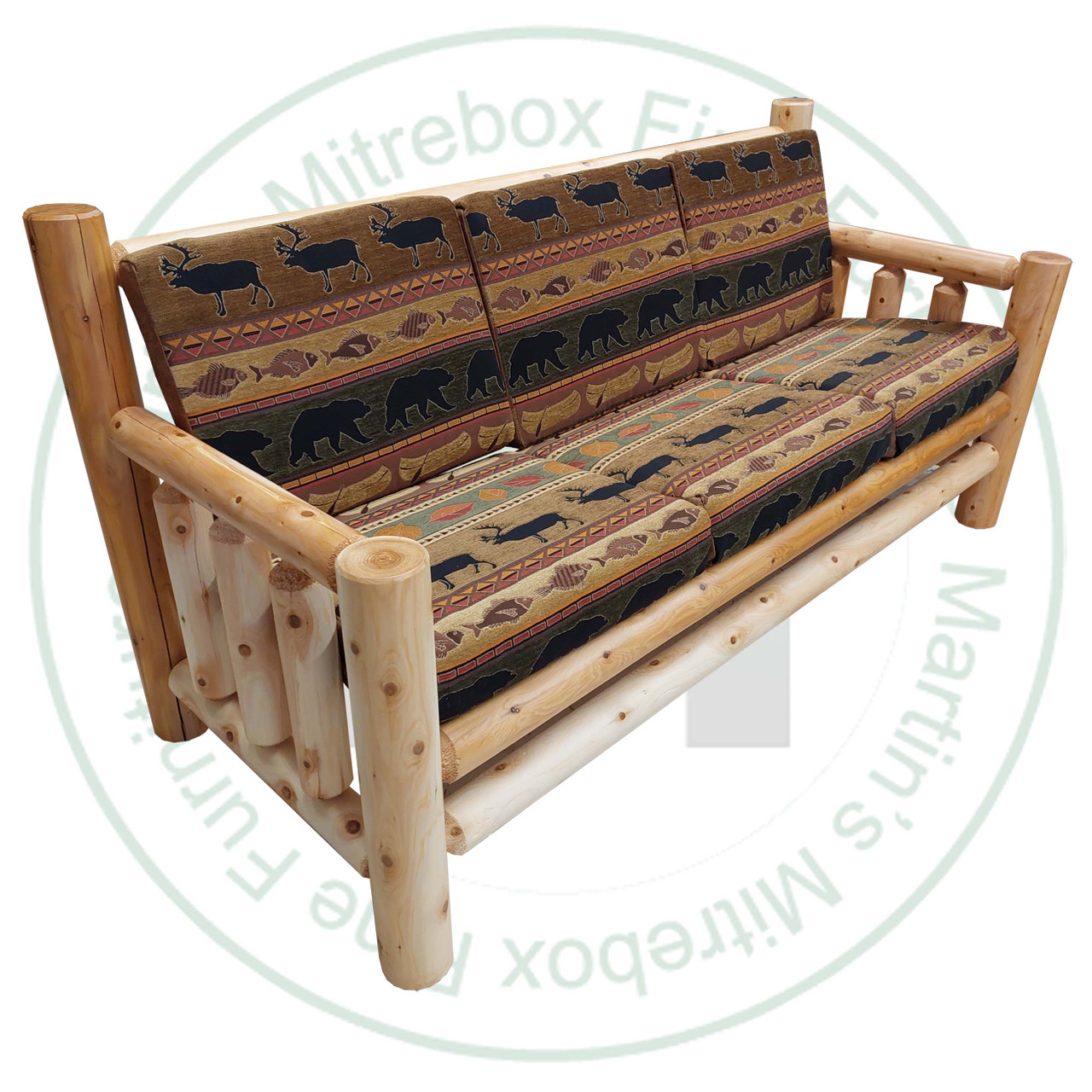 Mountain Lodge Log Sofa With Triple Cushion 30''D x 36''H x 84''W