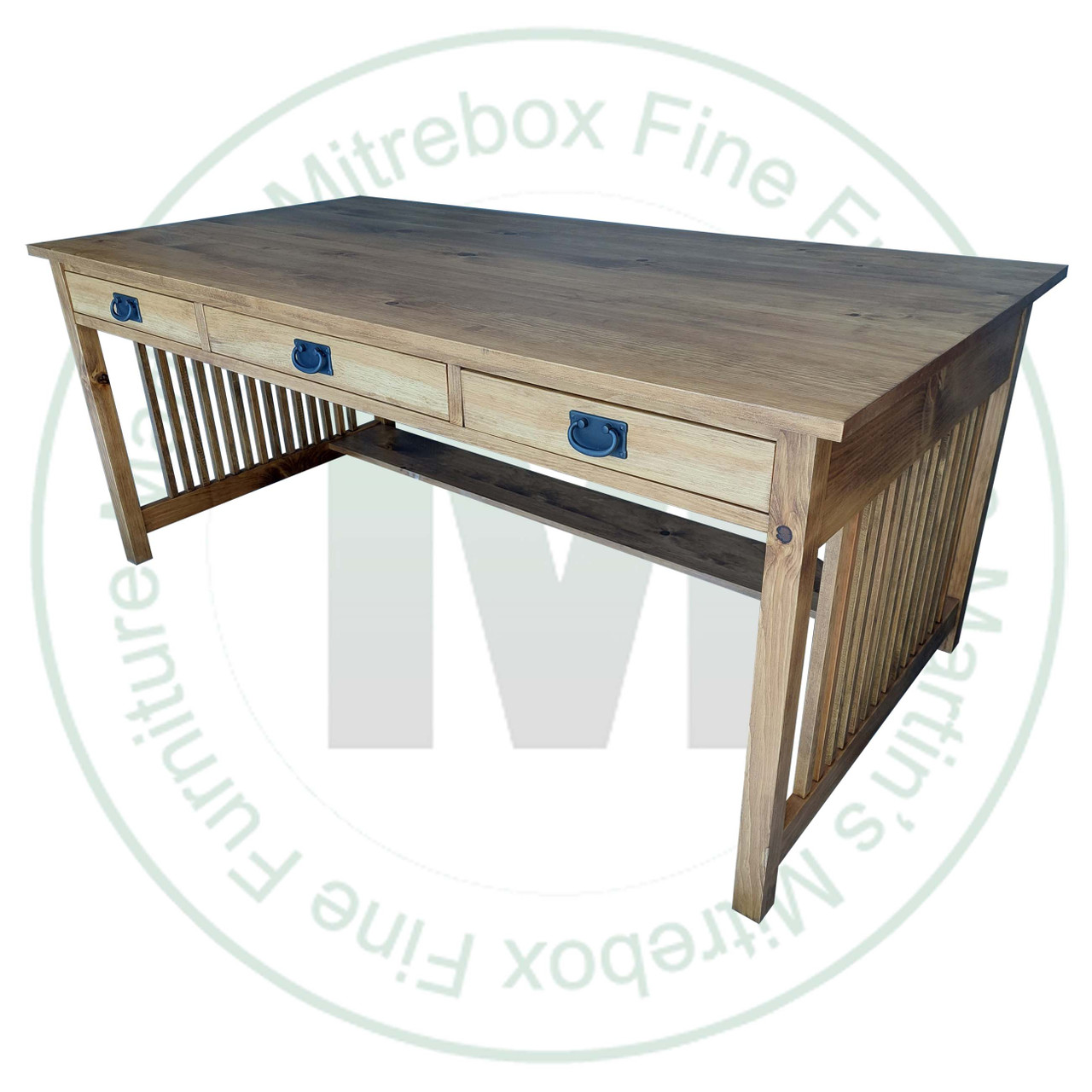 Maple Mission Craftsman Desk 70''W x 30''H x 36''D With 2 Drawers and Keyboard Tray.