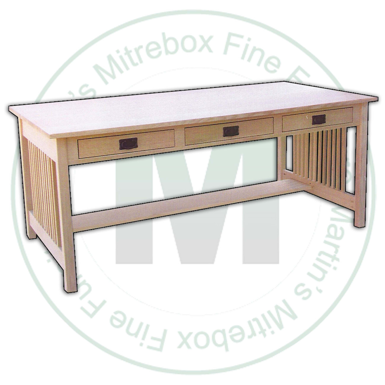 Wormy Maple Mission Craftsman Desk 70''W x 30''H x 36''D With 2 Drawers and Keyboard Tray.