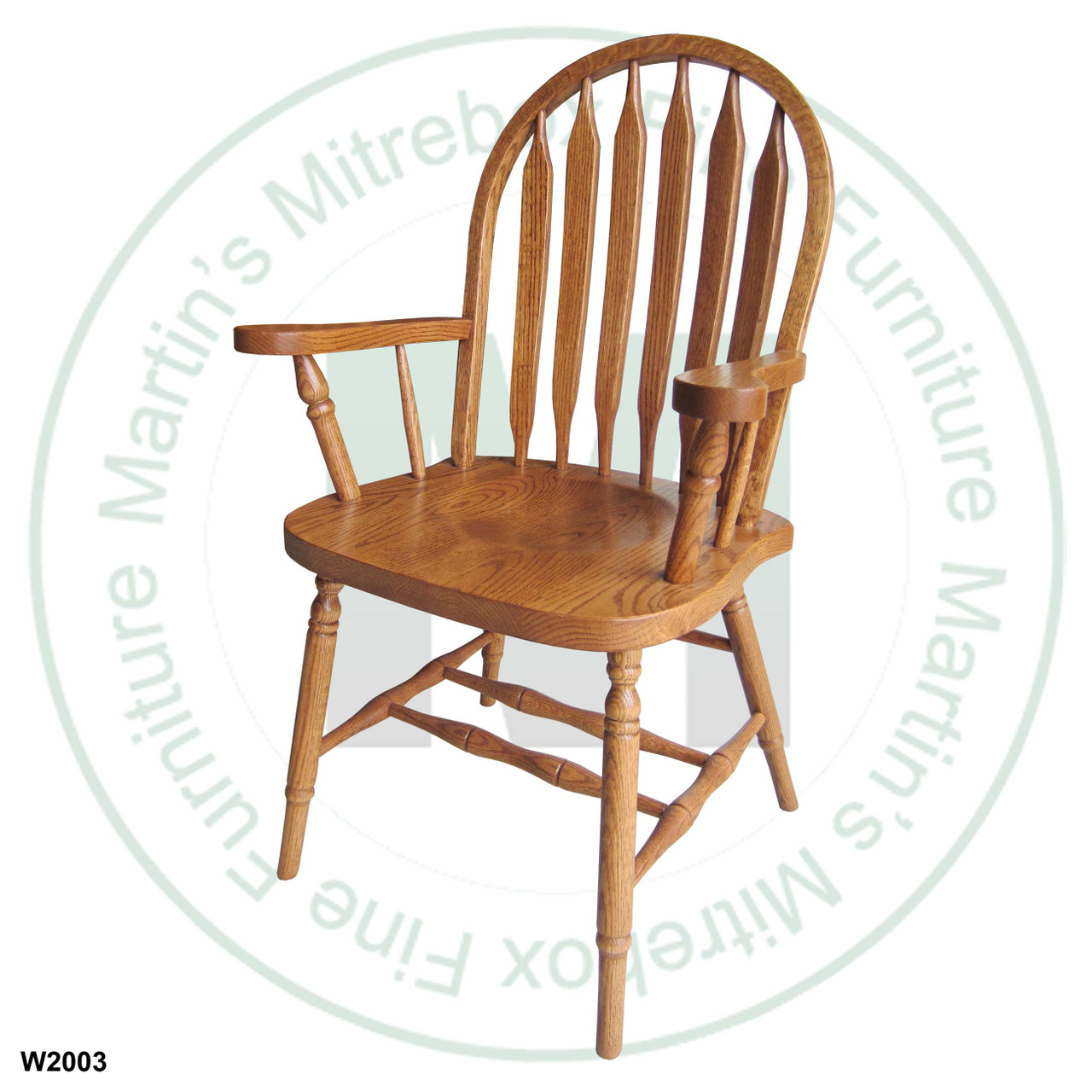 Oak Bent Arrow Arm Chair With Wood Seat