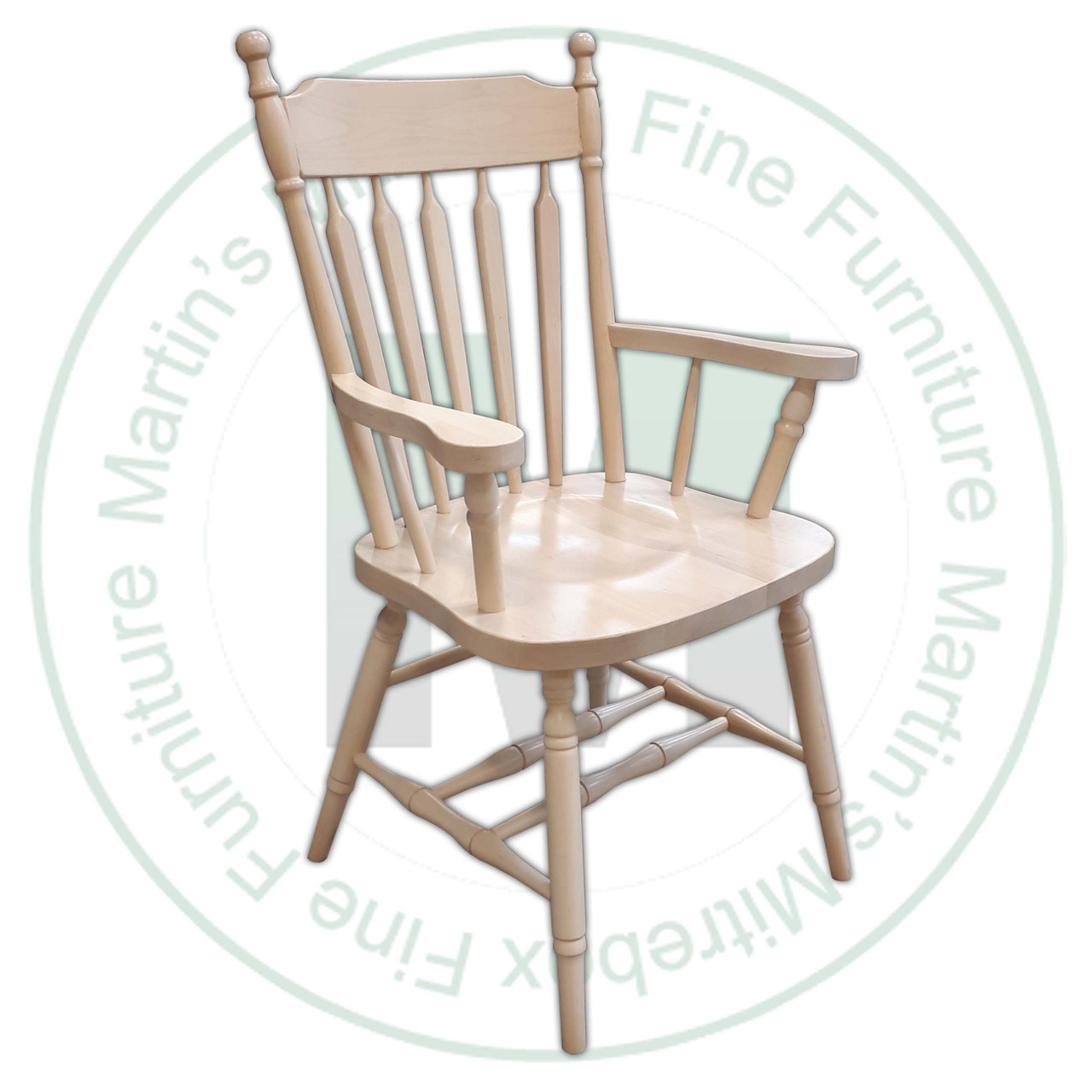 Oak Kitchen Arrow Arm Chair With Wood Seat