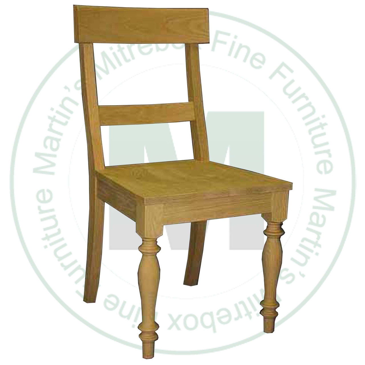 Oak Montego Turned Legs Side Chair With Wood Seat