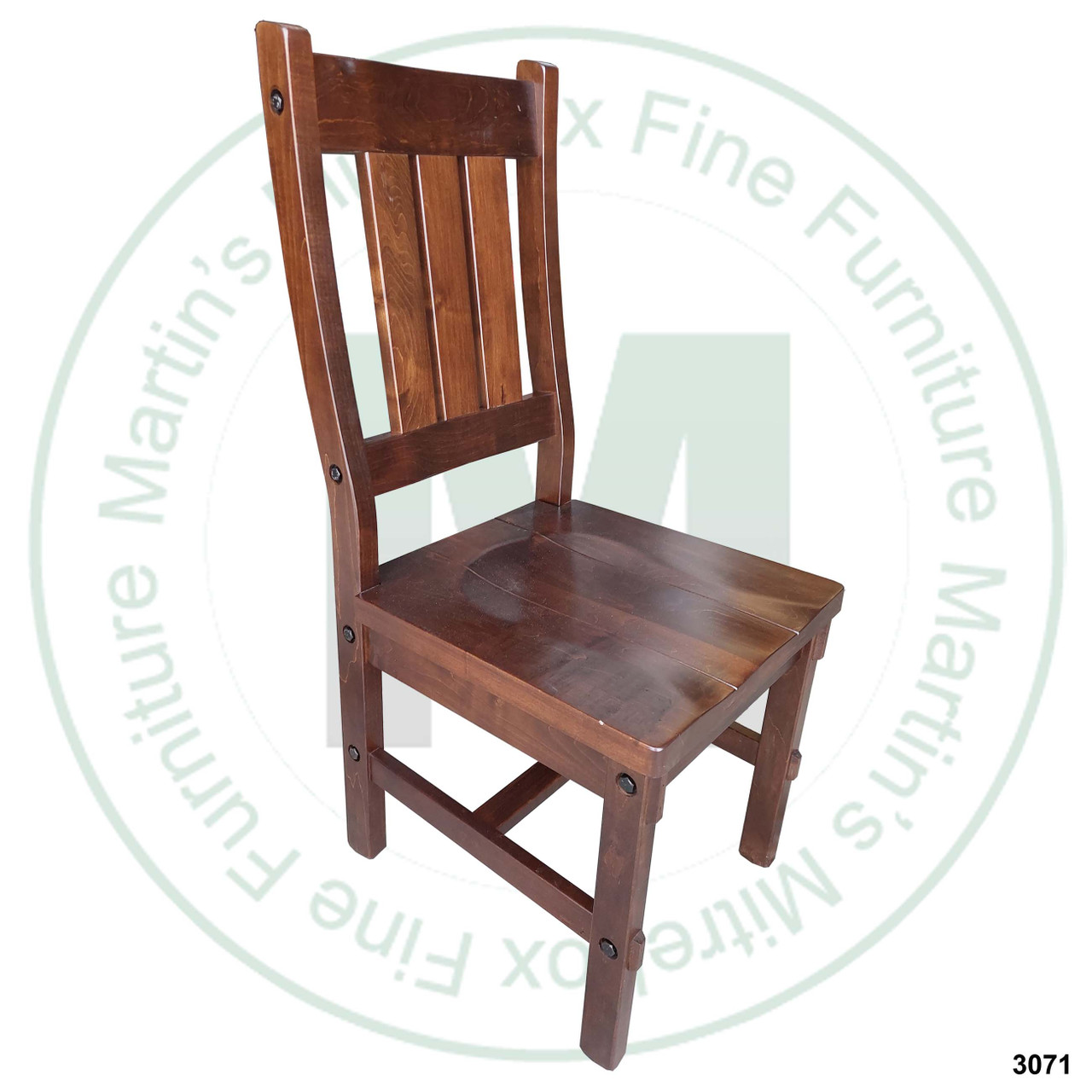 Wormy Maple Timber Slat Side Chair With Wood Seat