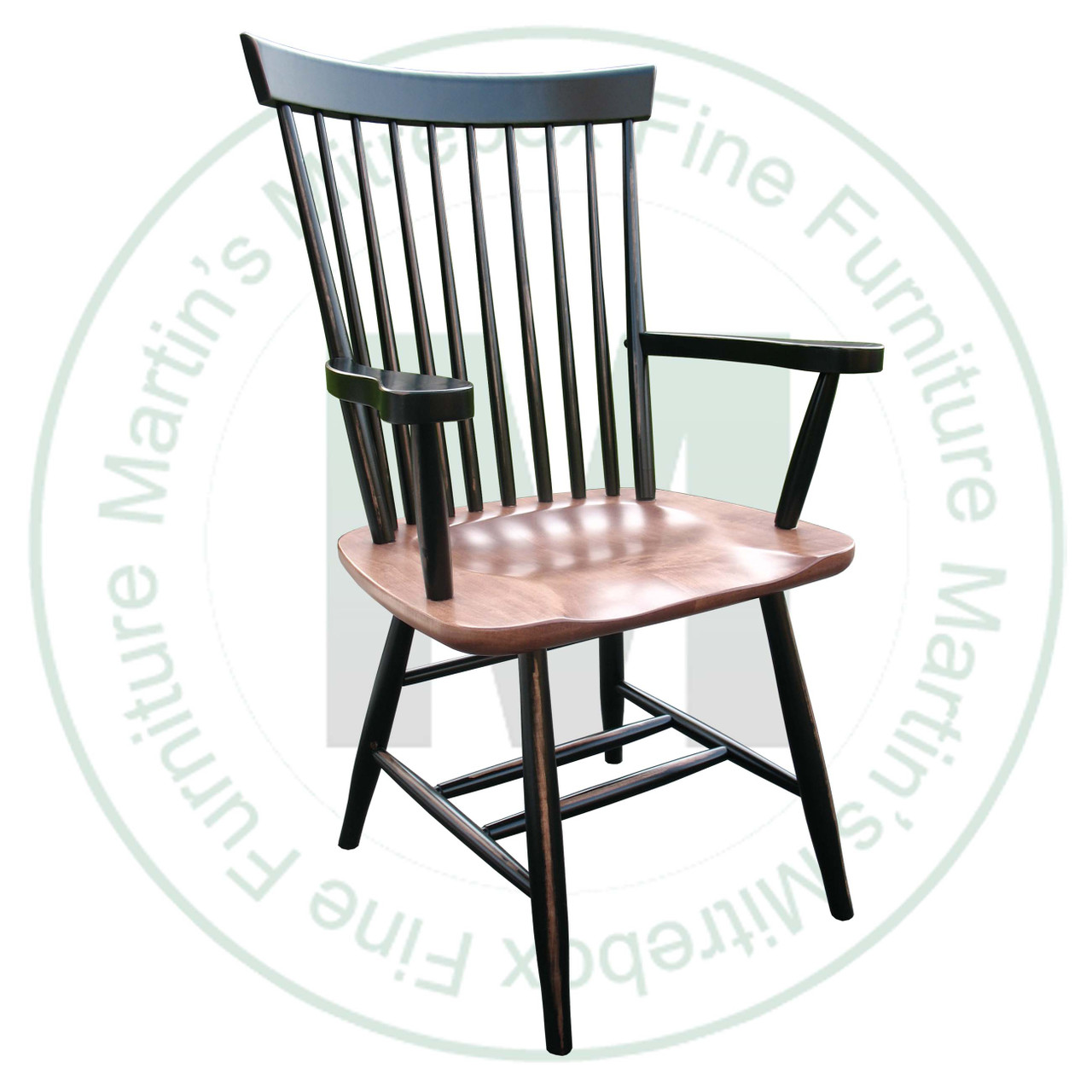 Pine Shaker Arm Chair With Wood Seat