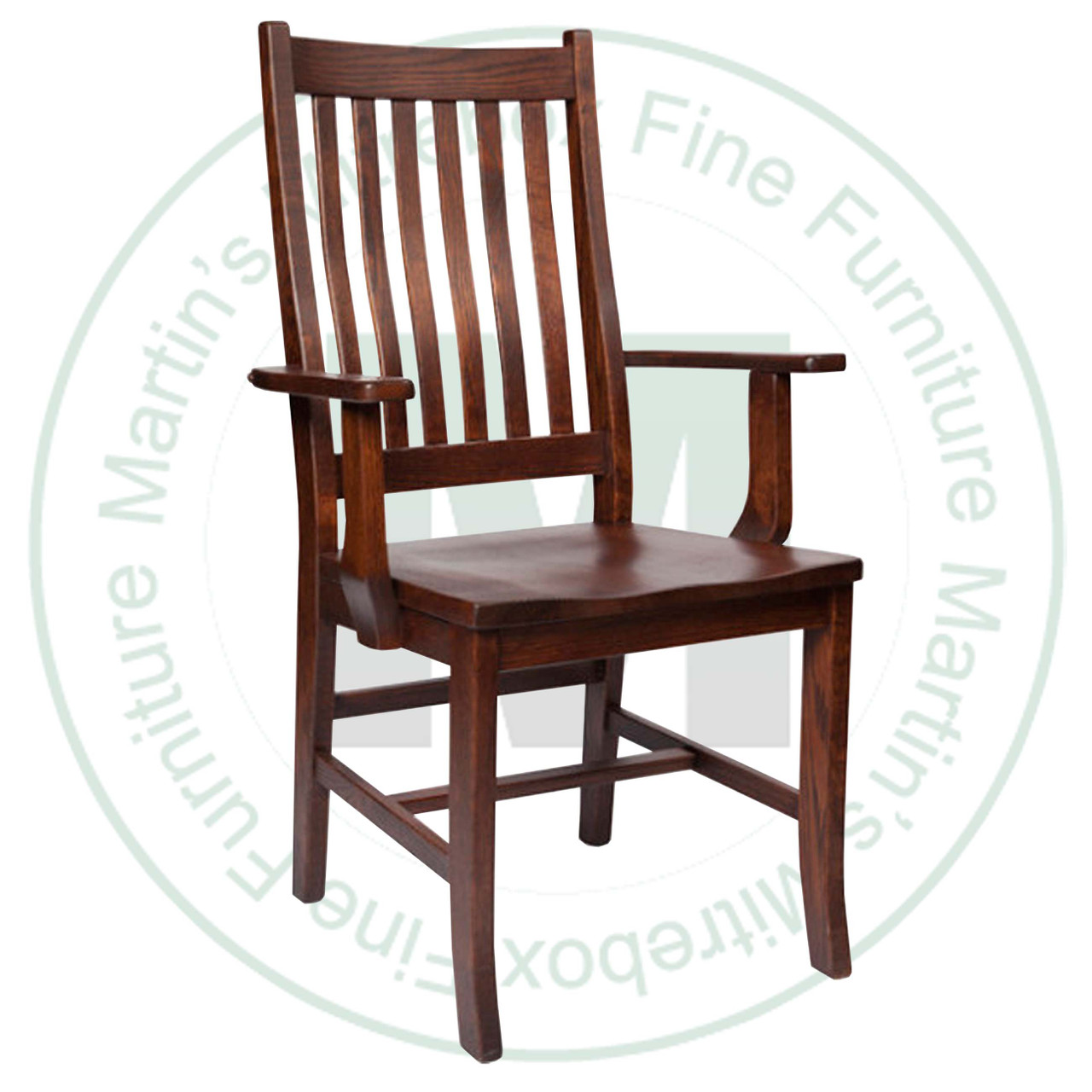 Wormy Maple Contour Mission Arm Chair With Wood Seat