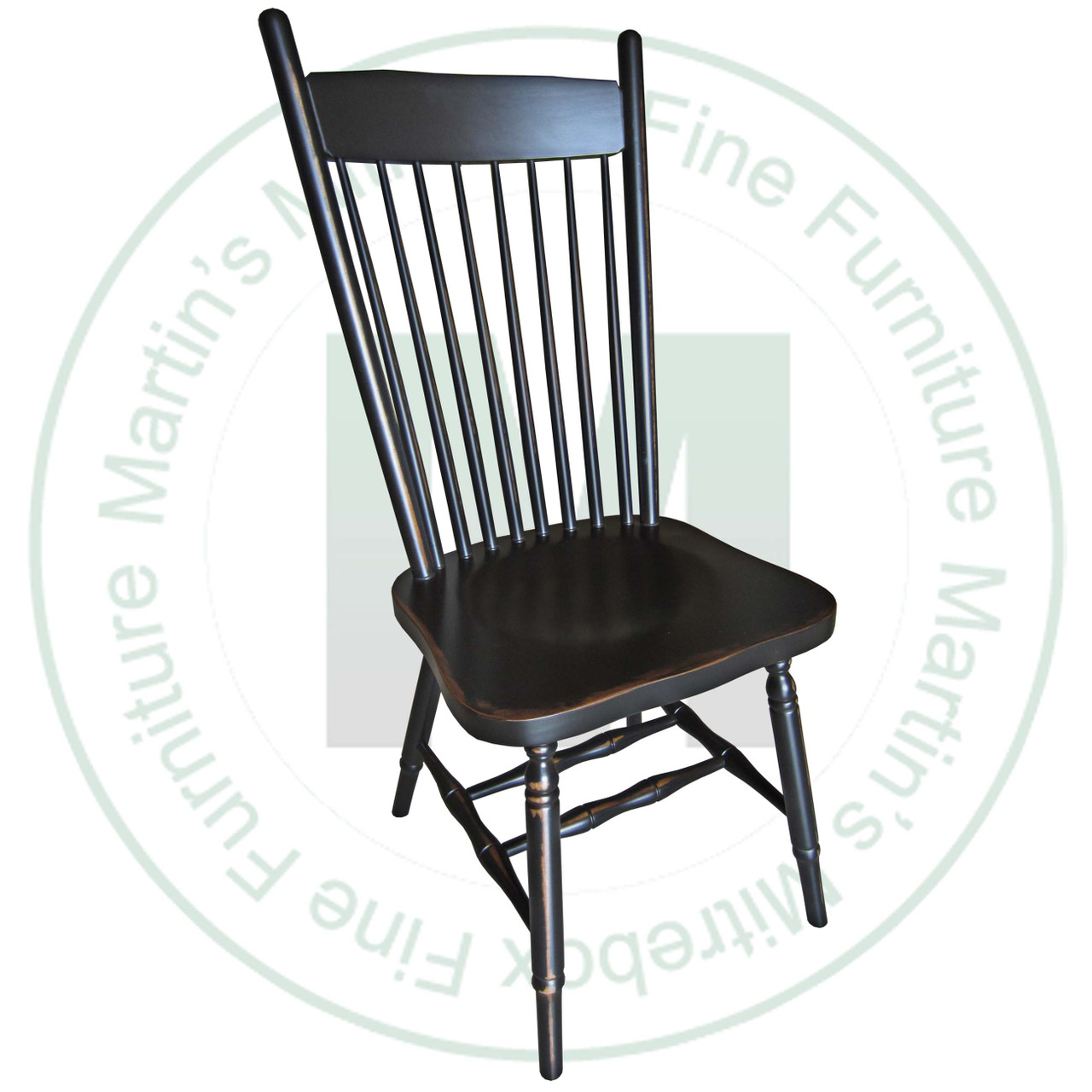 Maple High Back Plain Side Chair With Wood Seat