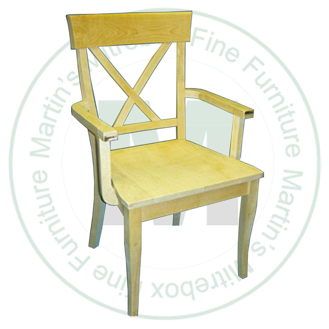 Maple X Back Arm Chair With Wood Seat