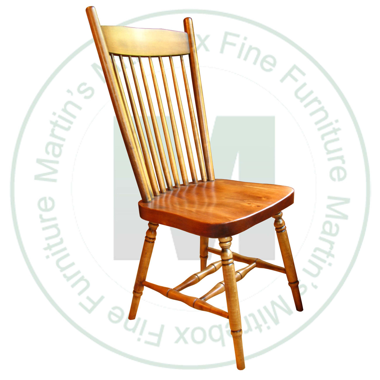 Pine High Back Plain Side Chair With Wood Seat