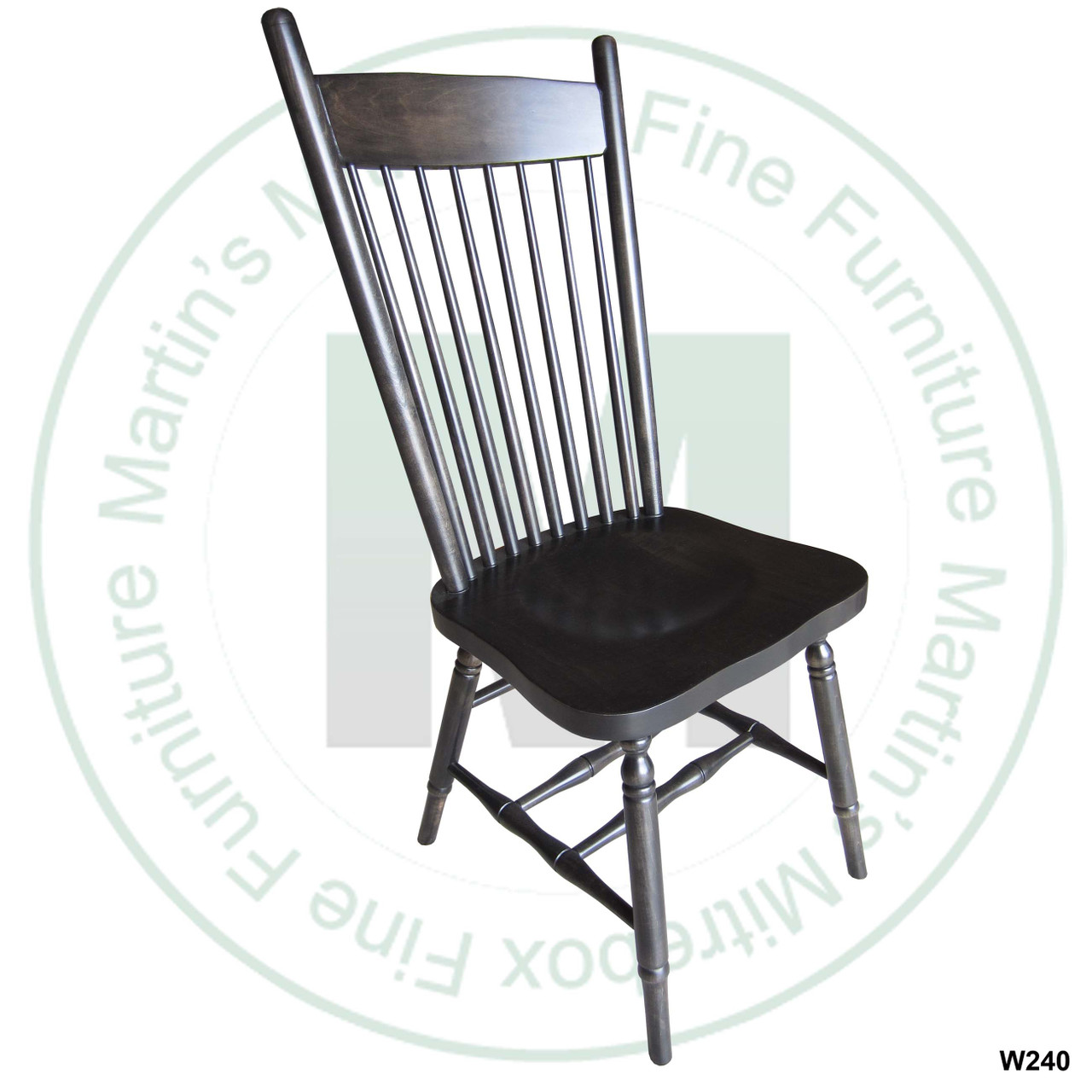 Pine High Back Plain Side Chair With Wood Seat