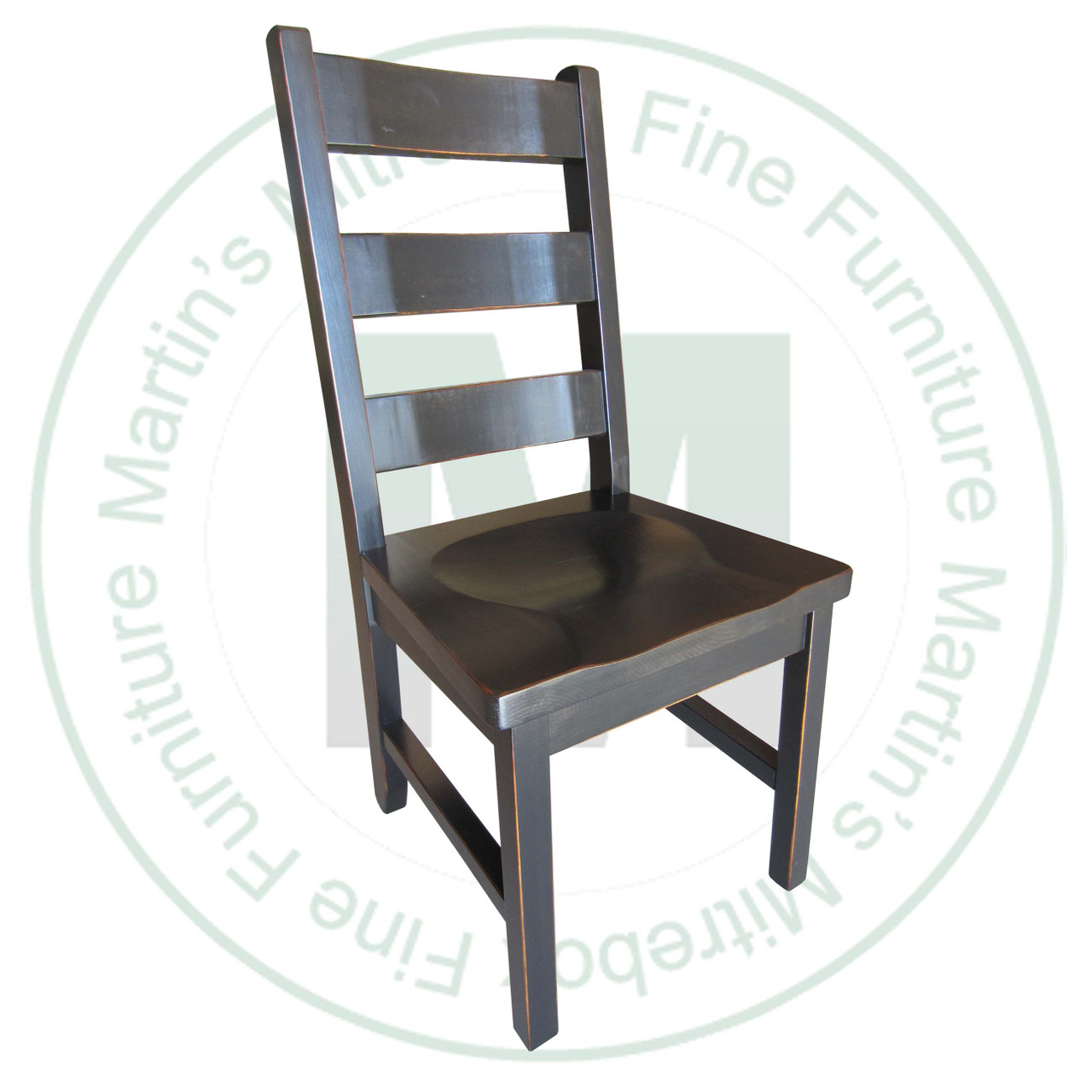 Pine Rustic Ladderback Side Chair With Wood Seat