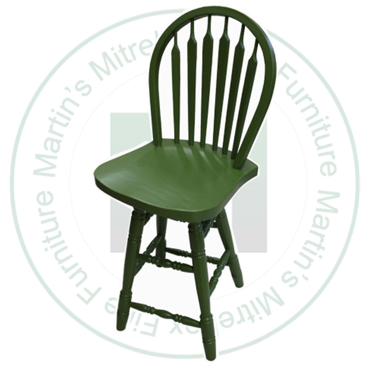 Pine 24'' Swivel Hoop Bar Stool With Wood Seat