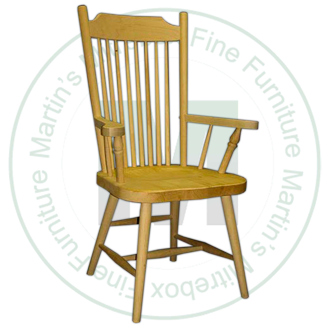 Oak Farmhouse Arm Chair With Wood Seat