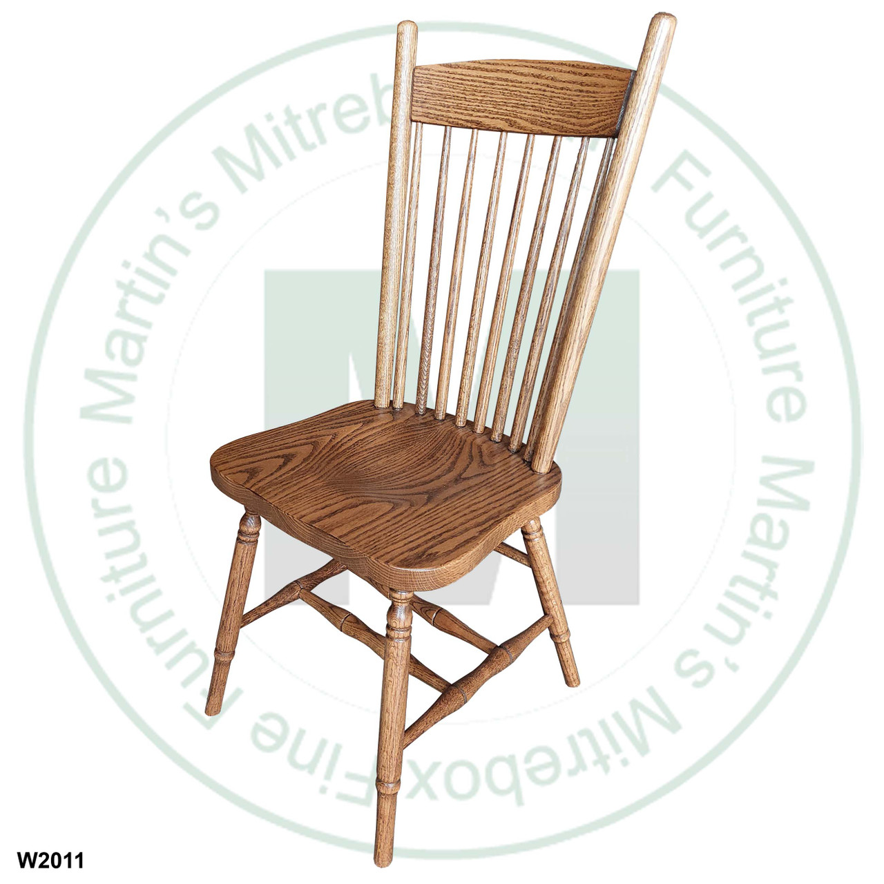 Oak High Back Plain Side Chair With Wood Seat