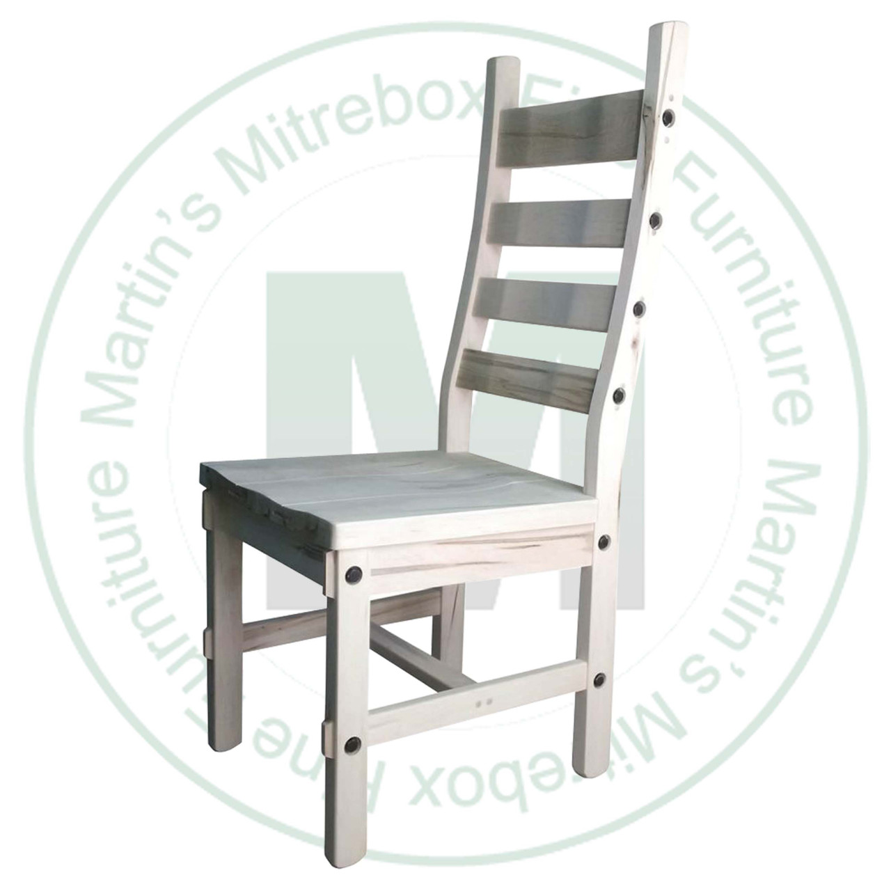 Wormy Maple Timber Ladder Side Chair With Wood Seat