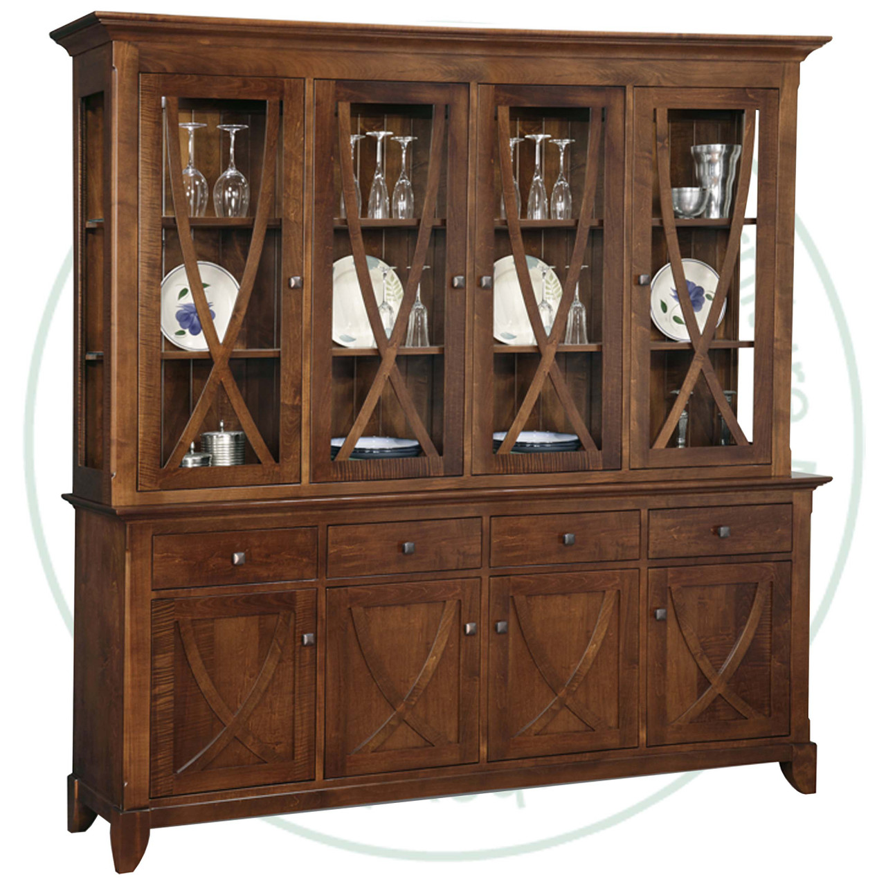 Wormy Maple Florence 4 Drawer 8 Door Hutch
