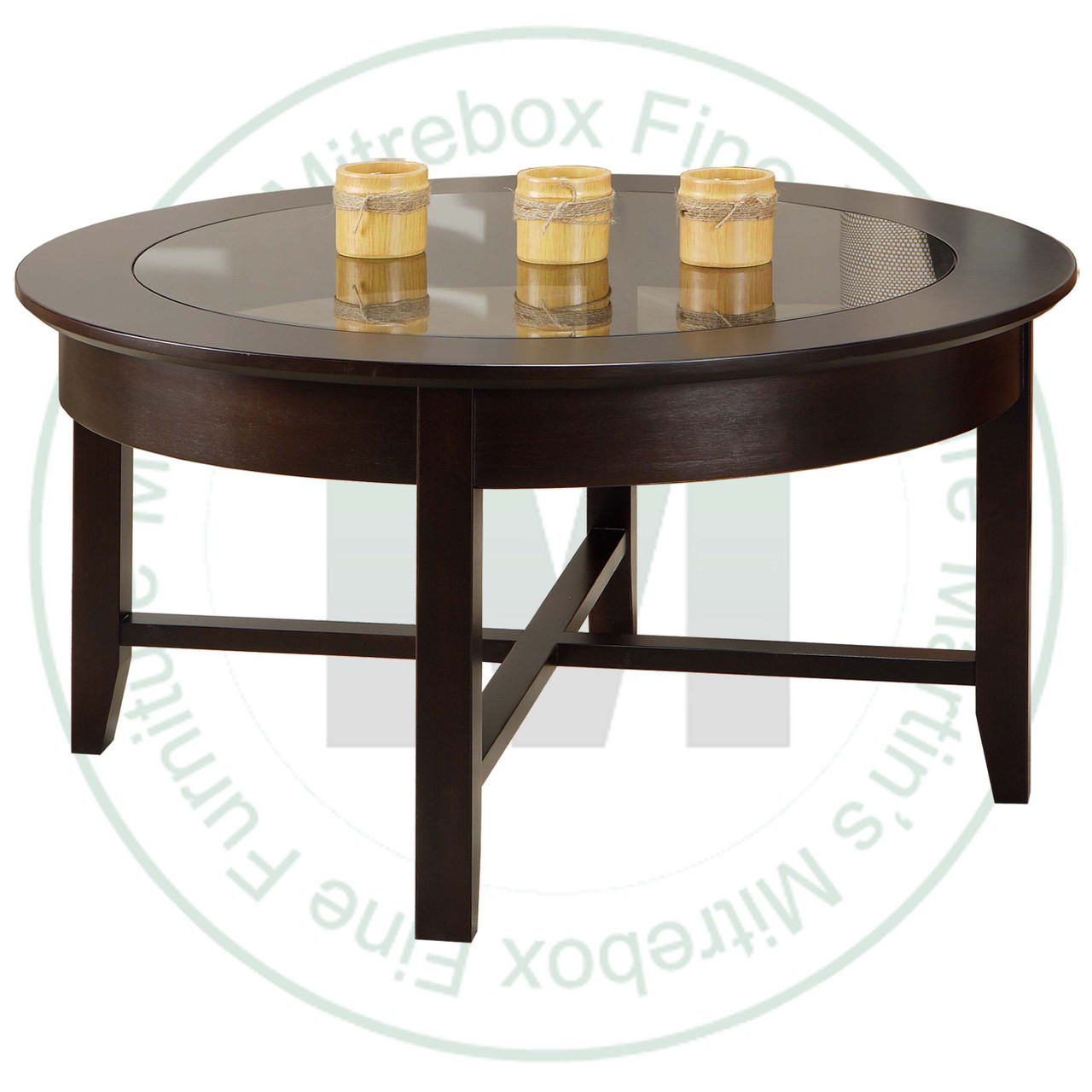 Maple Demilune Round Coffee Table 36''D x 36''W x 19''H With Glass Top