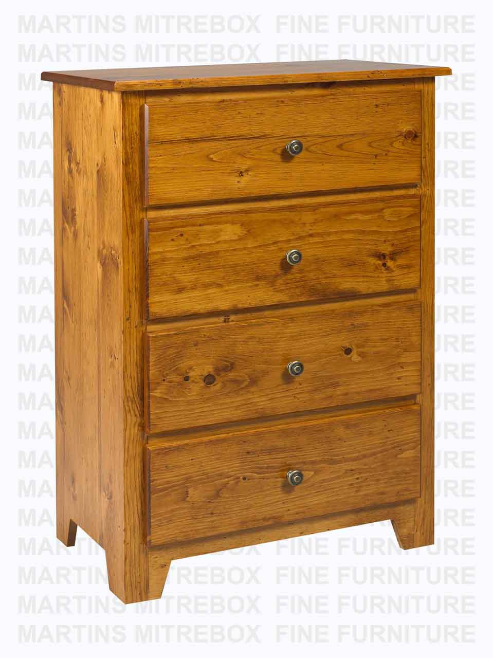Oak Havelock Chest of Drawers 18''D x 30''W x 43''H With 4 Drawers