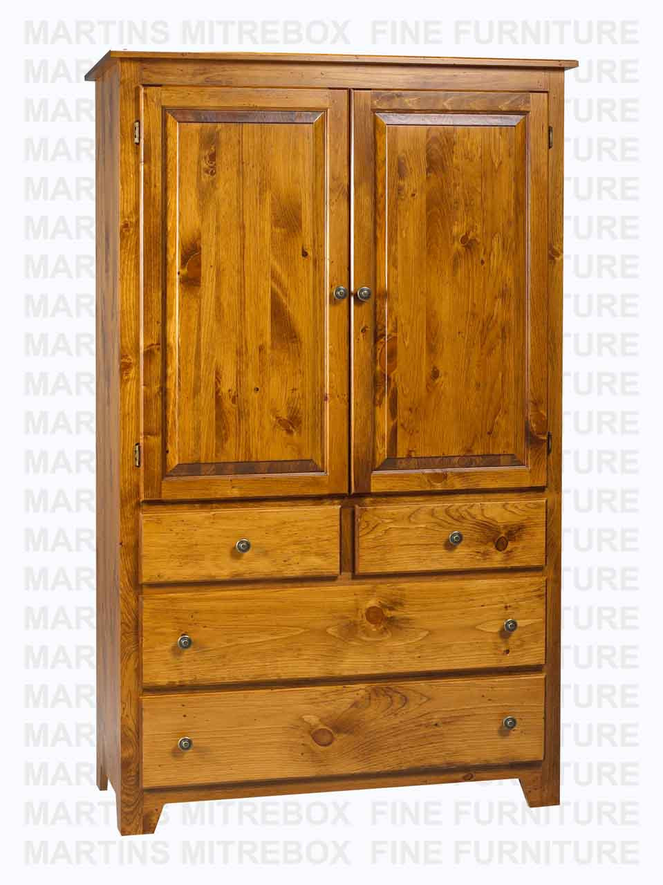 Oak Havelock Armoire Plain Top Large 20''D x 42''W x 74''H With 4 Drawers