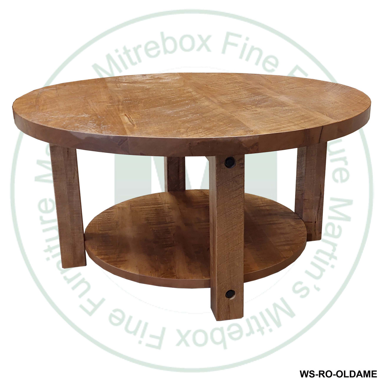 Pine Adirondack Round 1 Shelf Medium Coffee Table