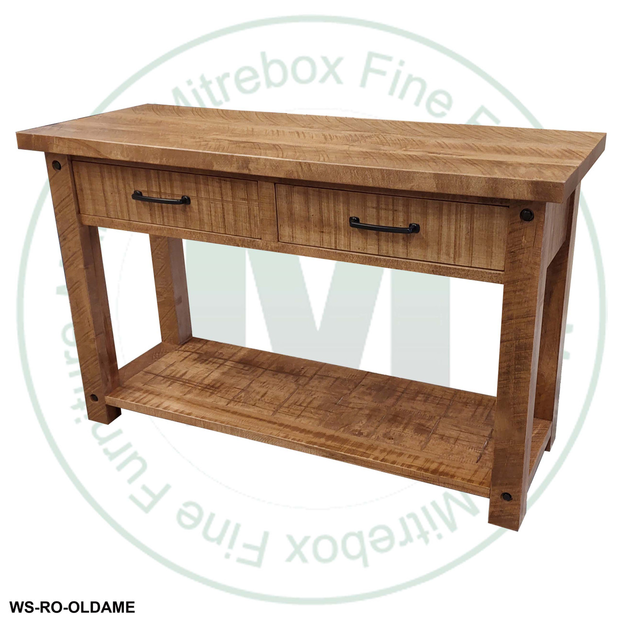 Pine Adirondack 2 Drawer and 1 Shelf Wide Sofa Table