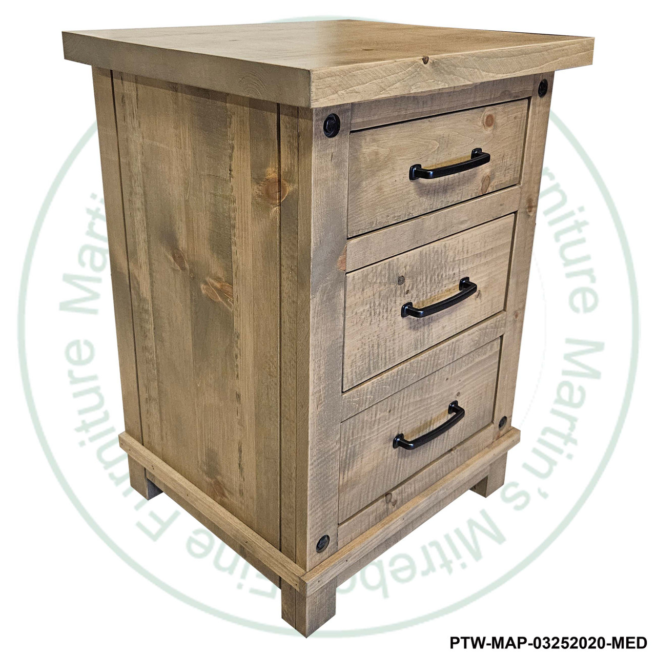 Wormy Maple Adirondack 3 Drawer Nightstand