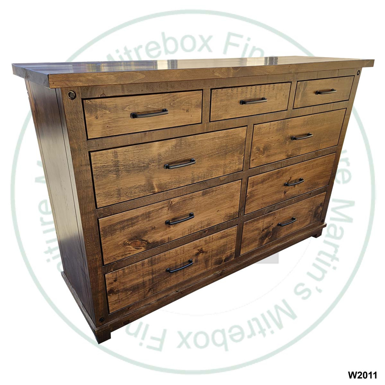 Wormy Maple Adirondack 9 Drawer Wide Dresser