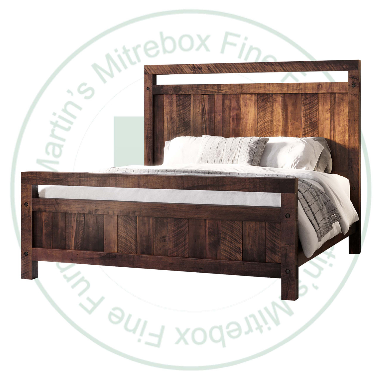 Wormy Maple Timber Double Bed With 22'' High Footboard