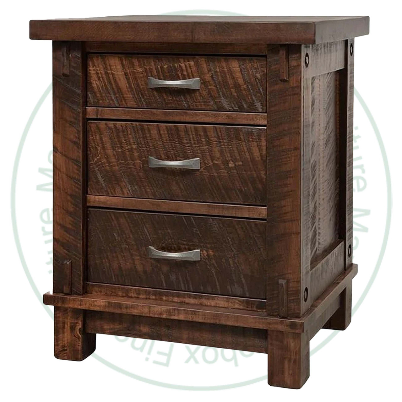 Wormy Maple Timber 3 Drawer Nightstand