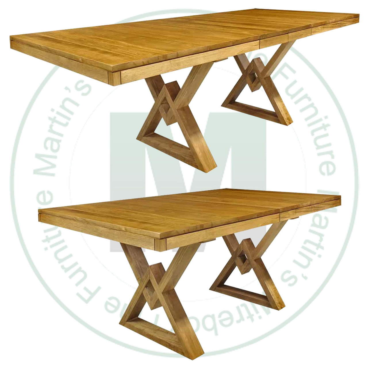 Oak Emile Solid Top Double Pedestal Table 48''D x 60''W x 30''H With 2 - 12'' Leaves