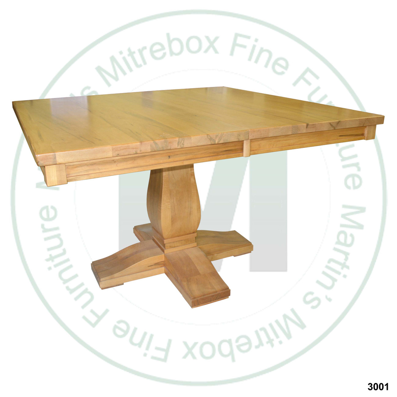 Wormy Maple Barcelona Single Pedestal 42''D x 54''W x 30''H Square Solid Top Table 1'' Thick Top