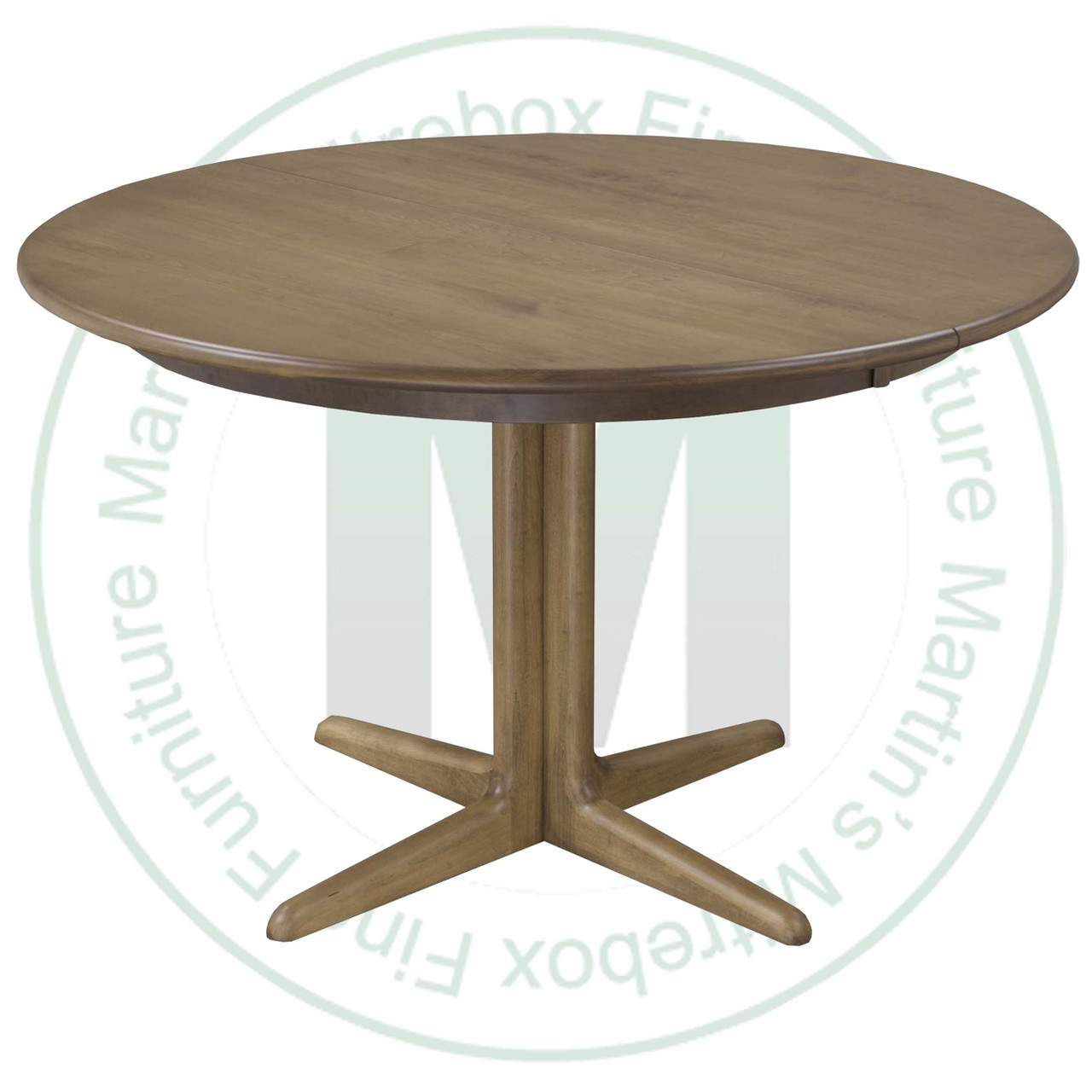 Maple Nova Single Pedestal Table 36''D x 36''W x 30''H With 2 - 12'' Leaves. Table Has 1'' Thick Top