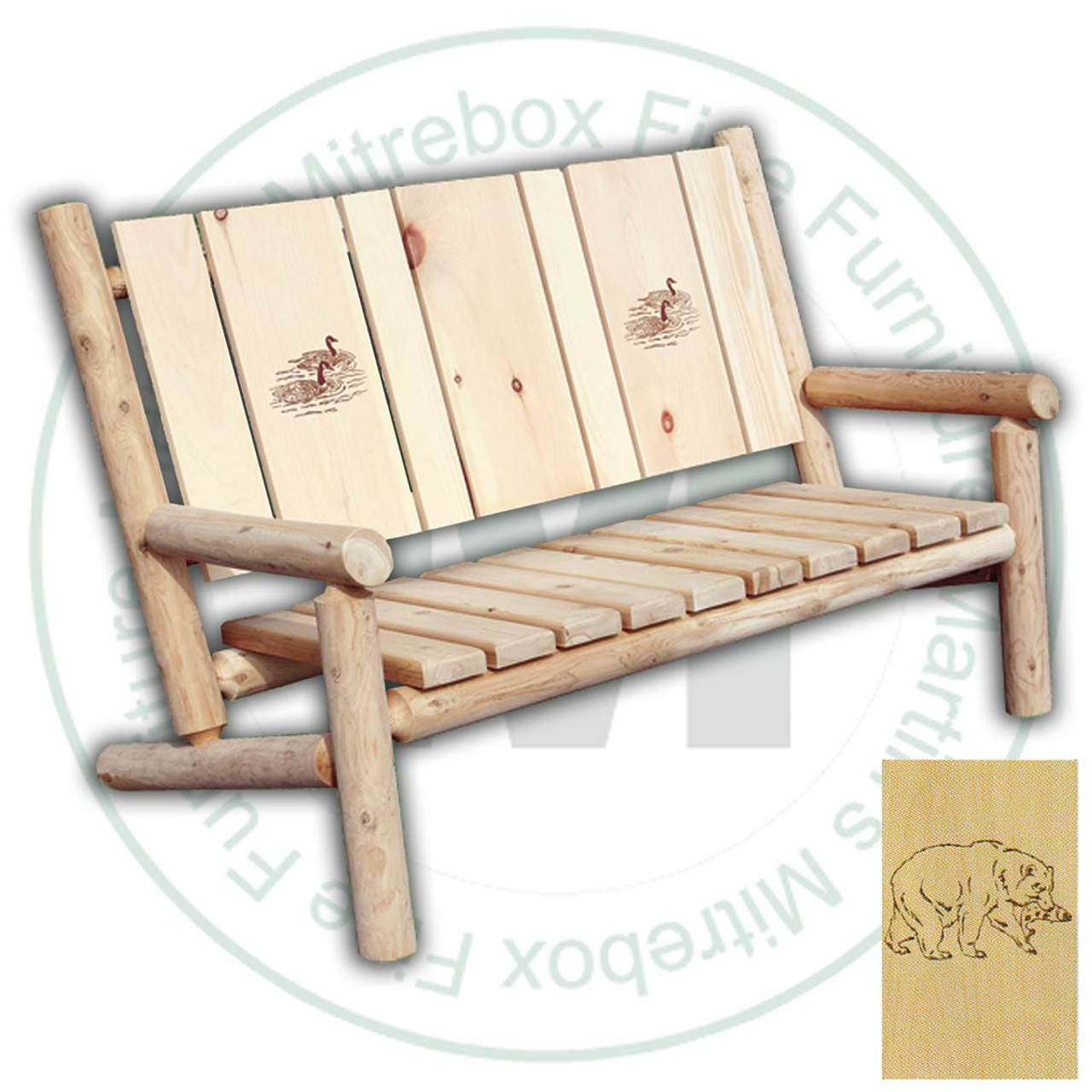 Hinterland Branded Bear White Cedar Log Bench