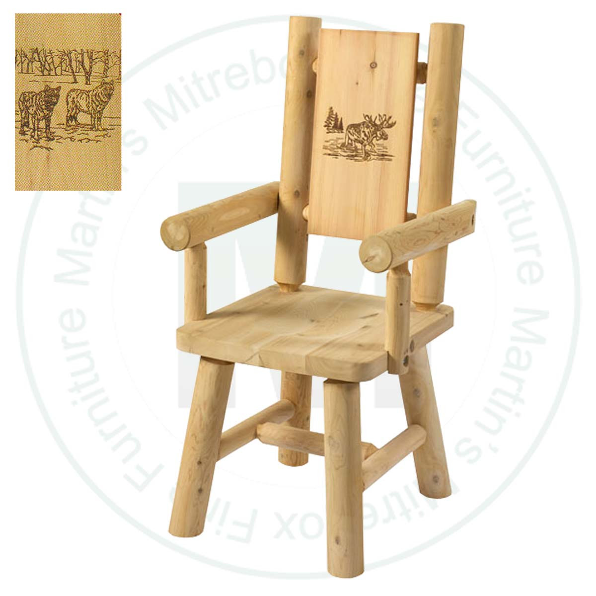 Hinterland Branded Wolf in Bush Back Log Arm Chair.