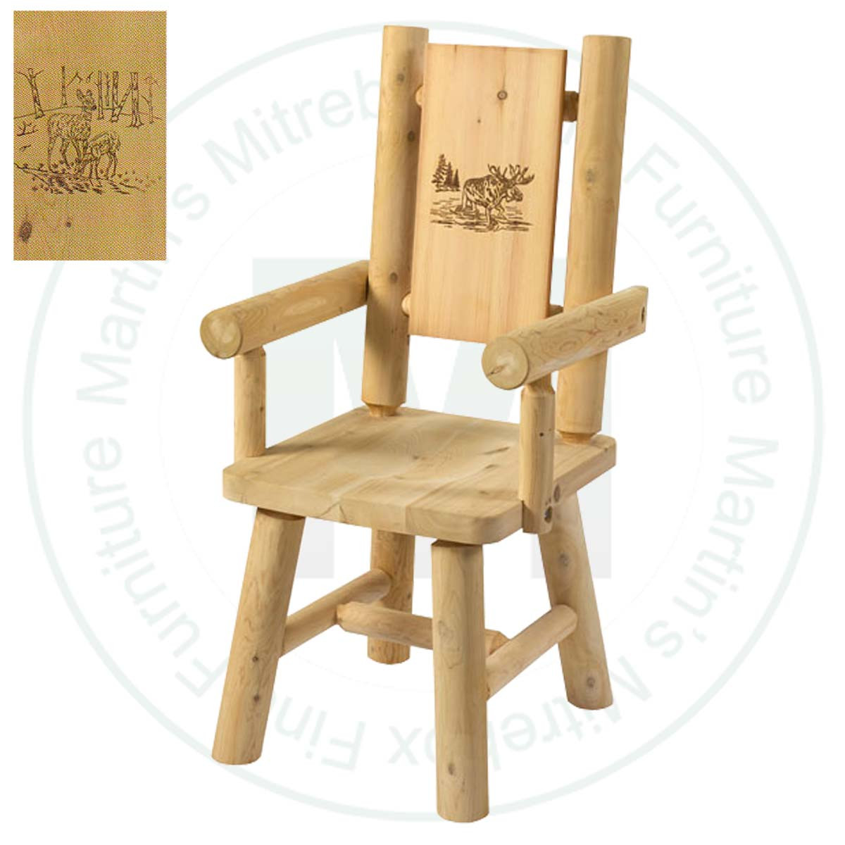 Hinterland Branded Fawn Back Log Arm Chair.