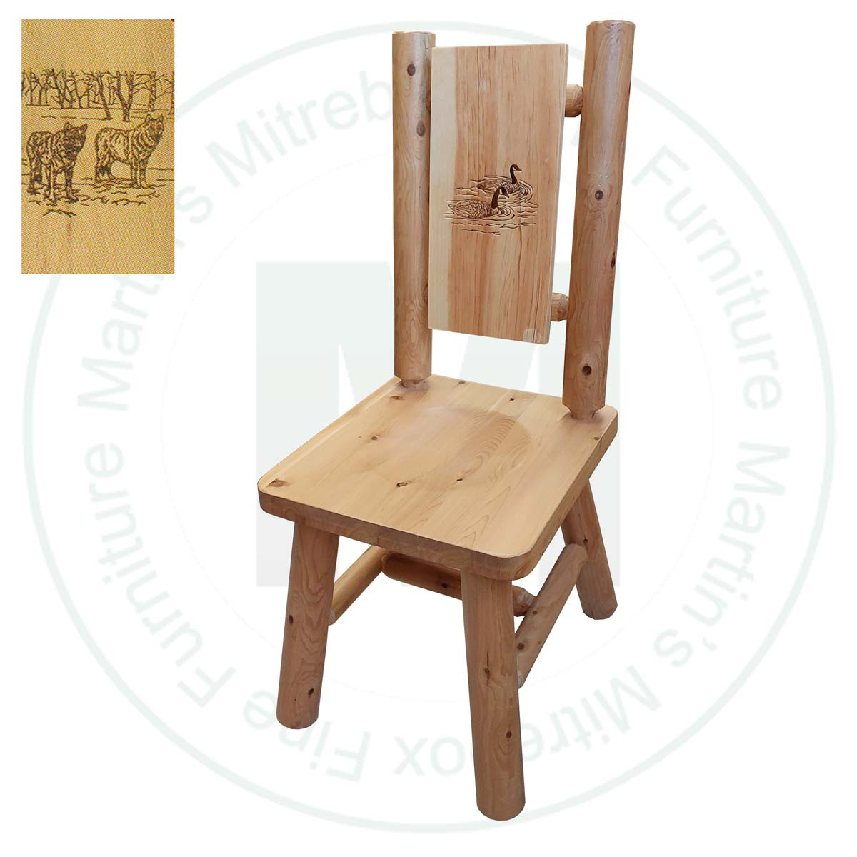 Hinterland Branded Wolf in Bush Back Log Side Chair.