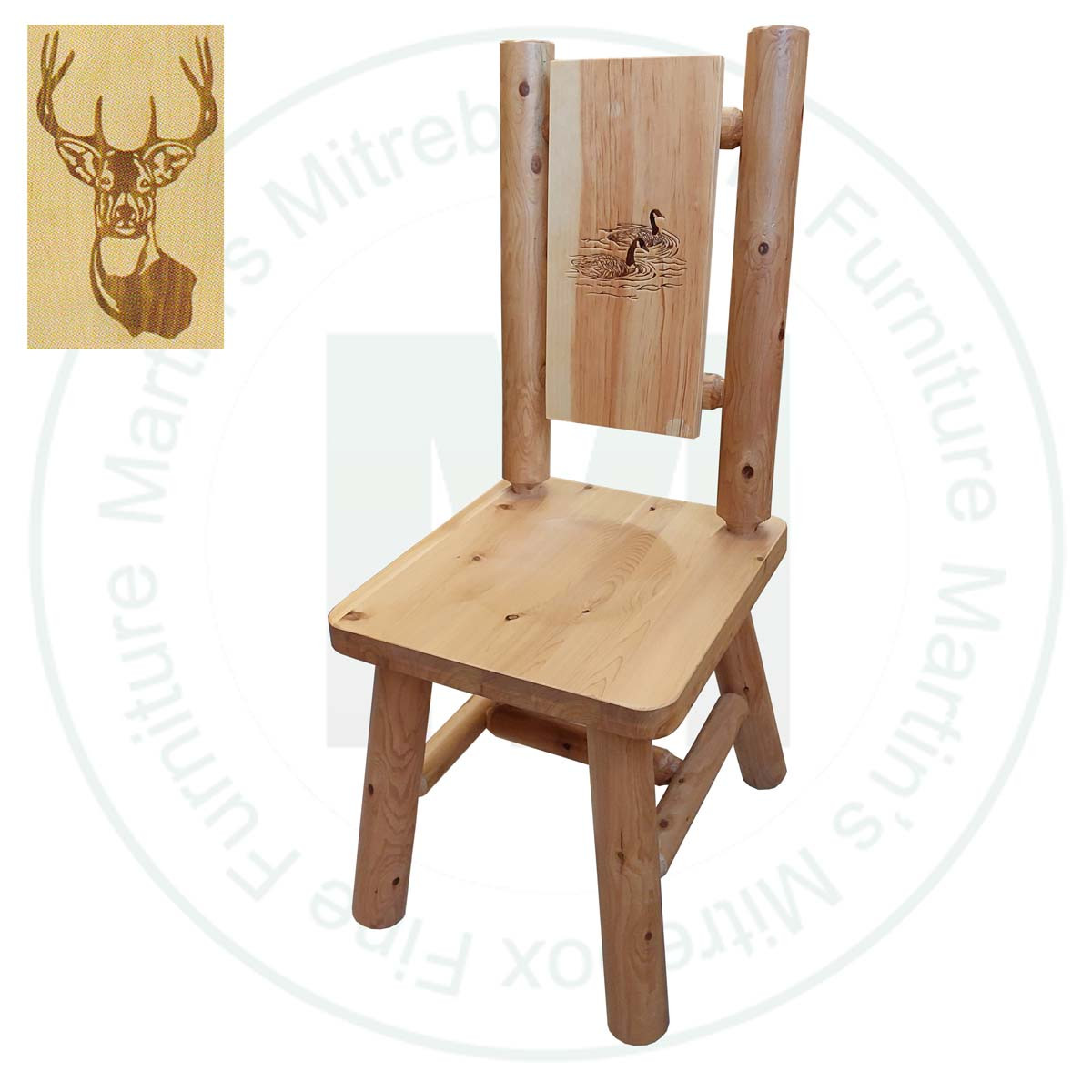 Hinterland Branded Deer Back Log Side Chair.