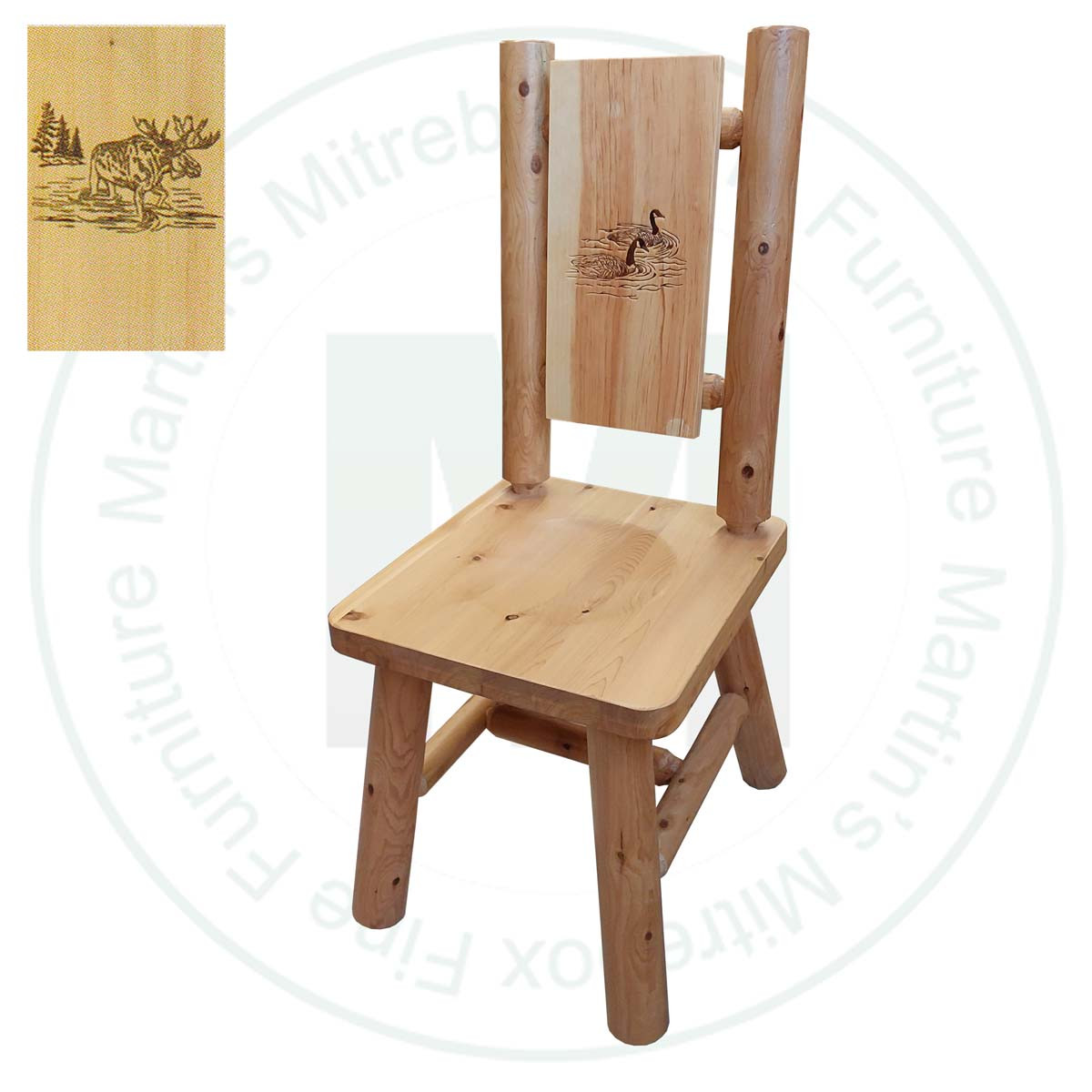 Hinterland Branded Moose in Bush Back Log Side Chair.