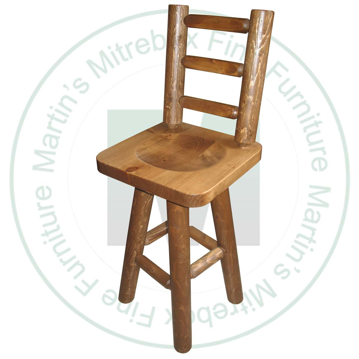 Hinterland Log Swivel Ladder Back 24'' Bar Stool.