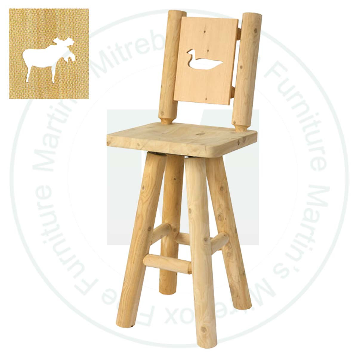 Hinterland Log Swivel Moose Cut - Out Back 30'' Bar Stool.