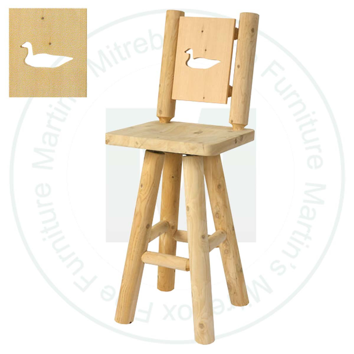 Hinterland Log Swivel Loon Cut - Out Back 30'' Bar Stool.