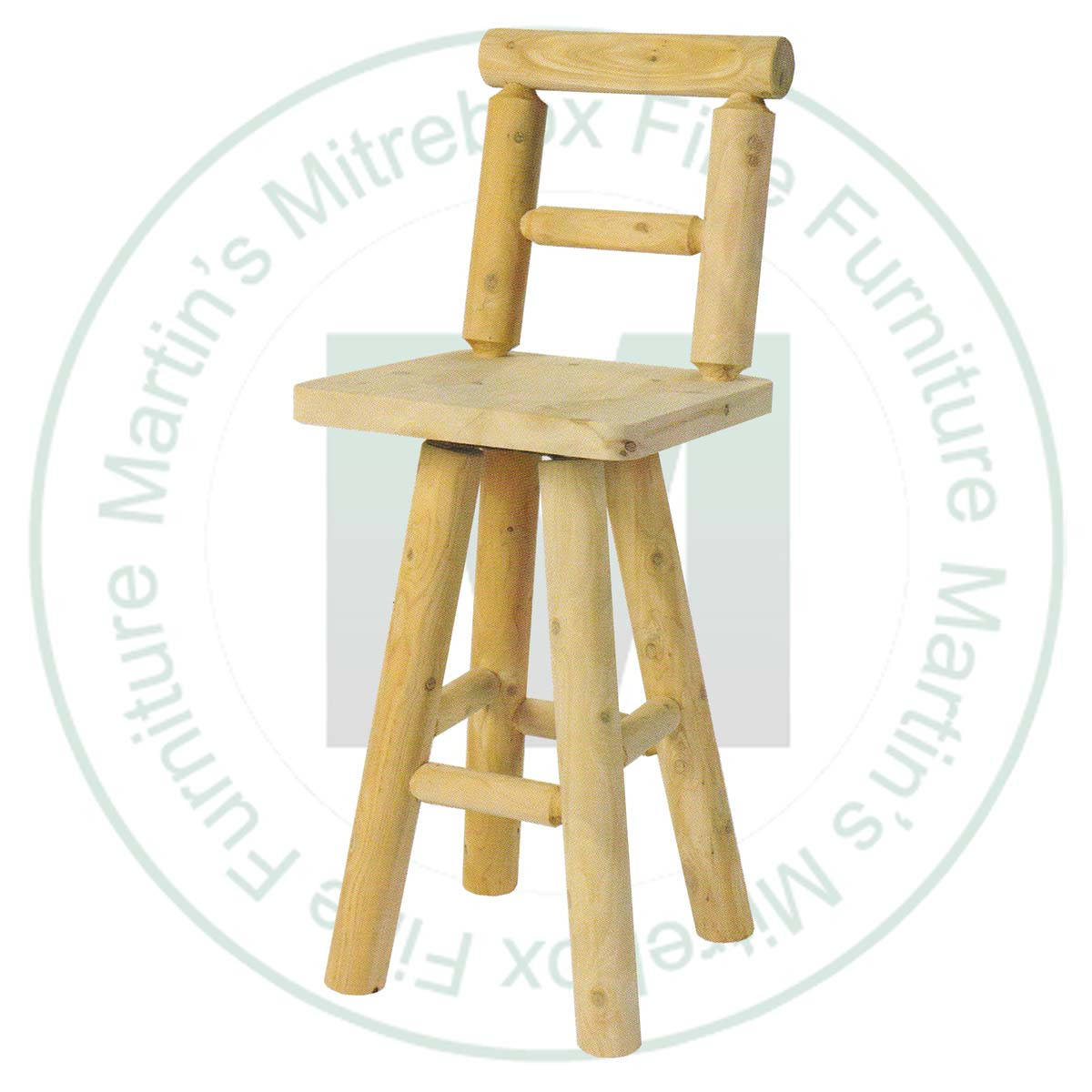 Hinterland Log Swivel Horizontal Back 30'' Bar Stool.