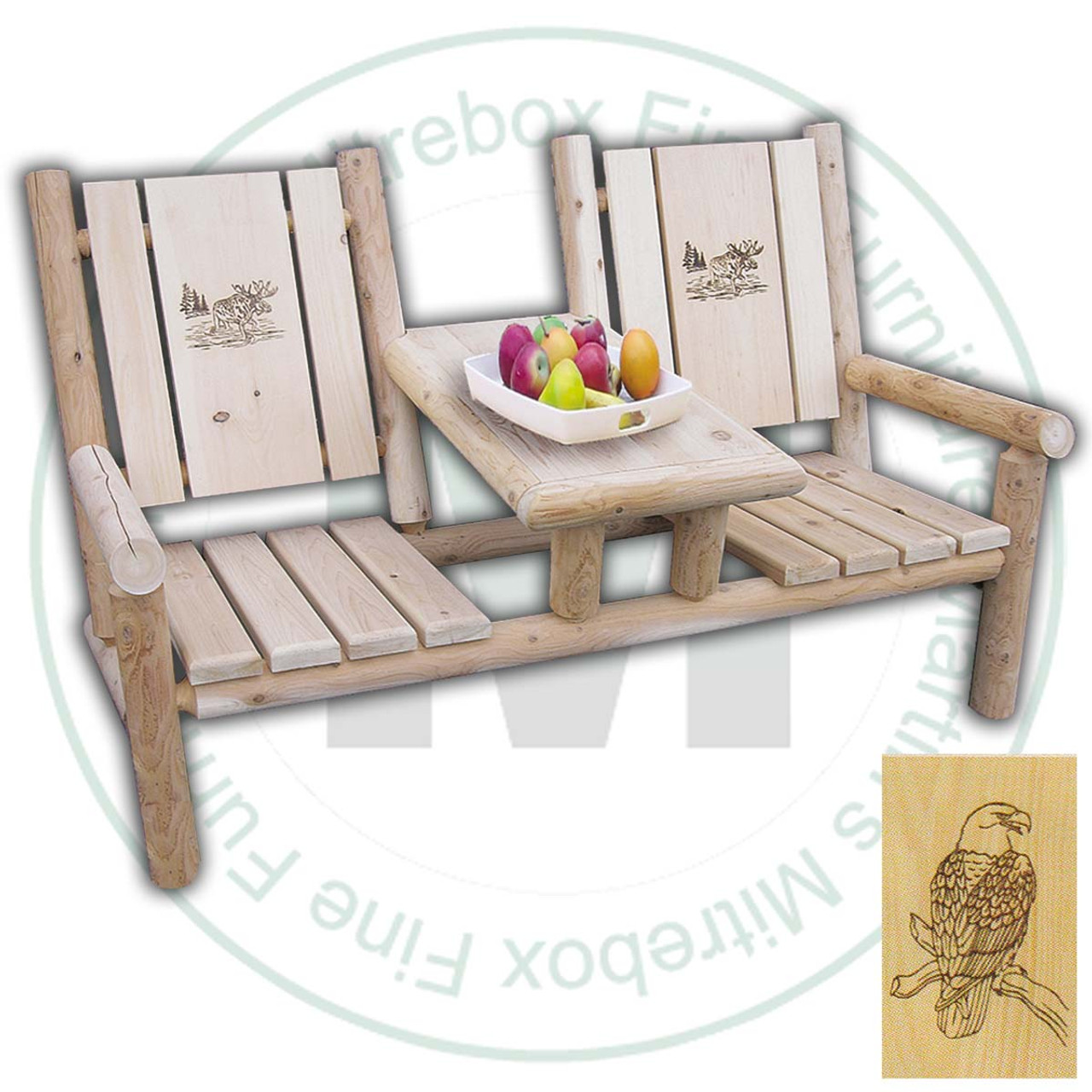 Hinterland Branded Eagle White Cedar Log Tea Set
