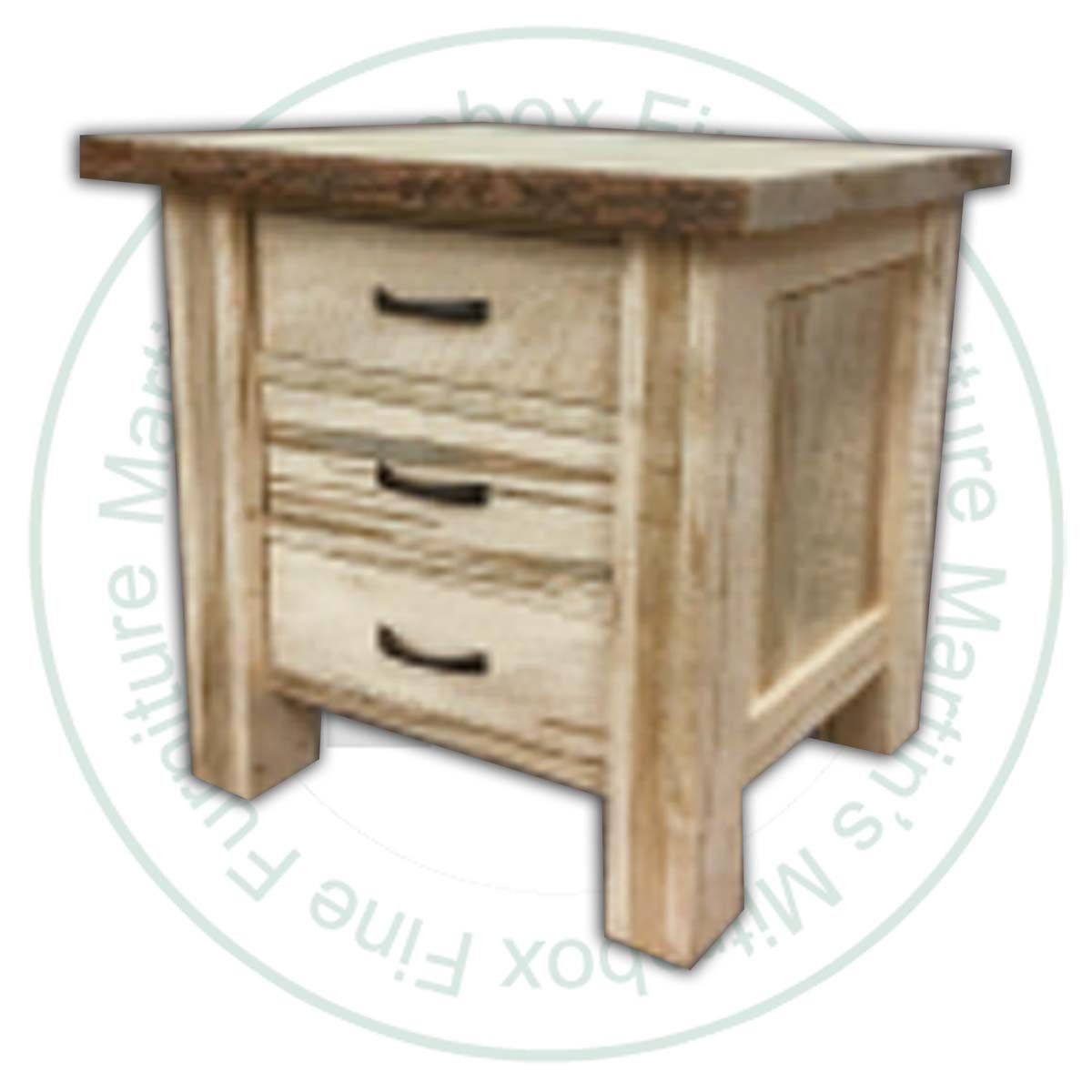 Pine Live Edge 3 Drawer Nightstand